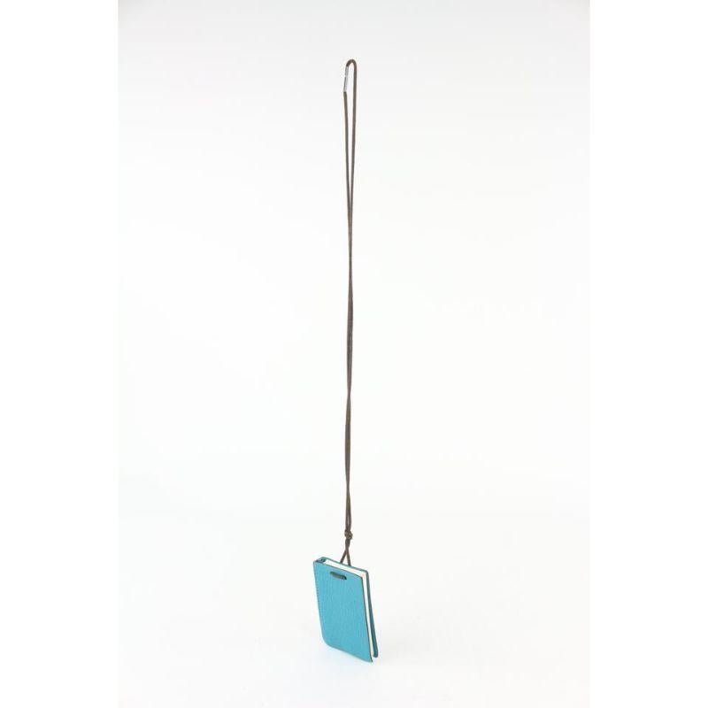 Blaue Chevre-Mini-Notizkarten von Hermès mit  925 Silber-Bleistift 1012h27 im Angebot 4