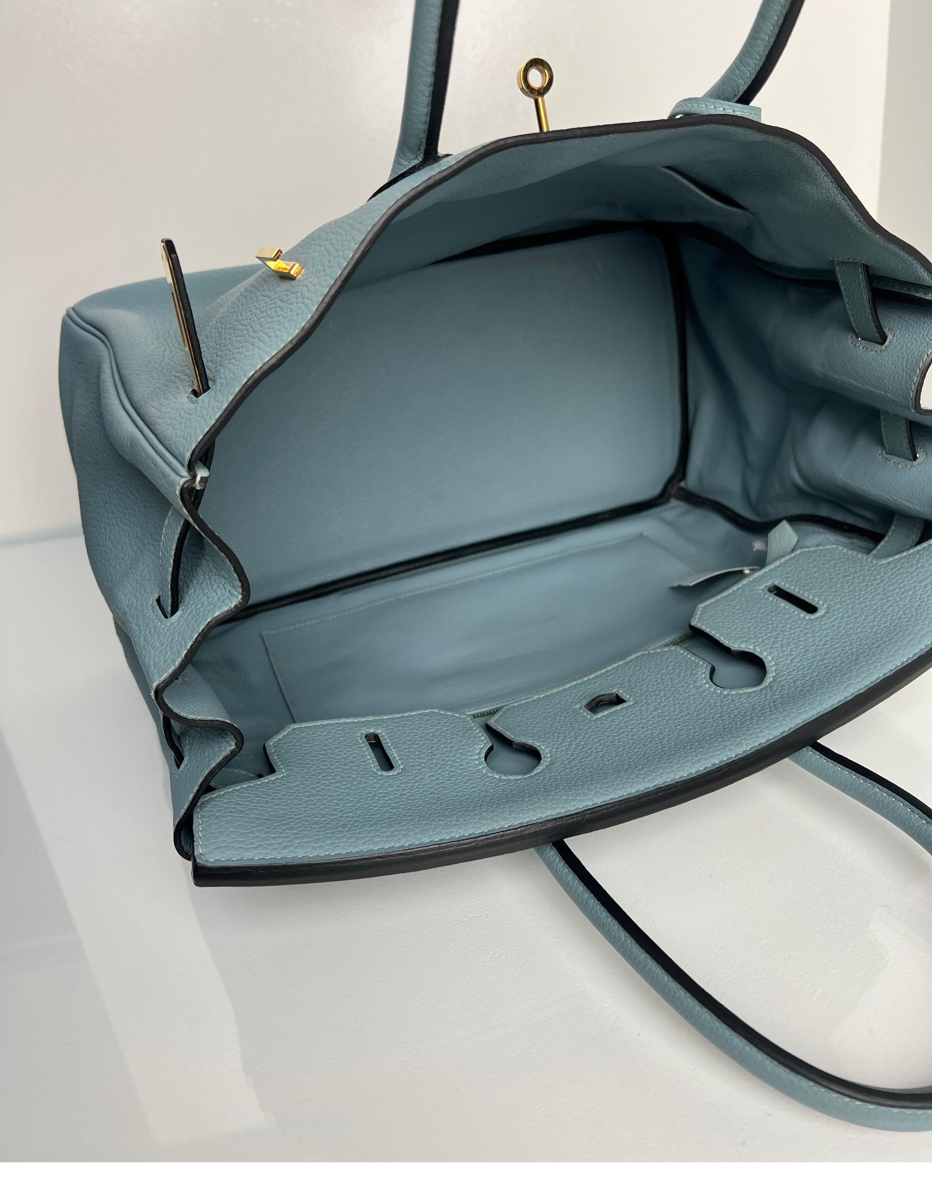 Hermes Blue Ciel Birkin 35 Bag 6