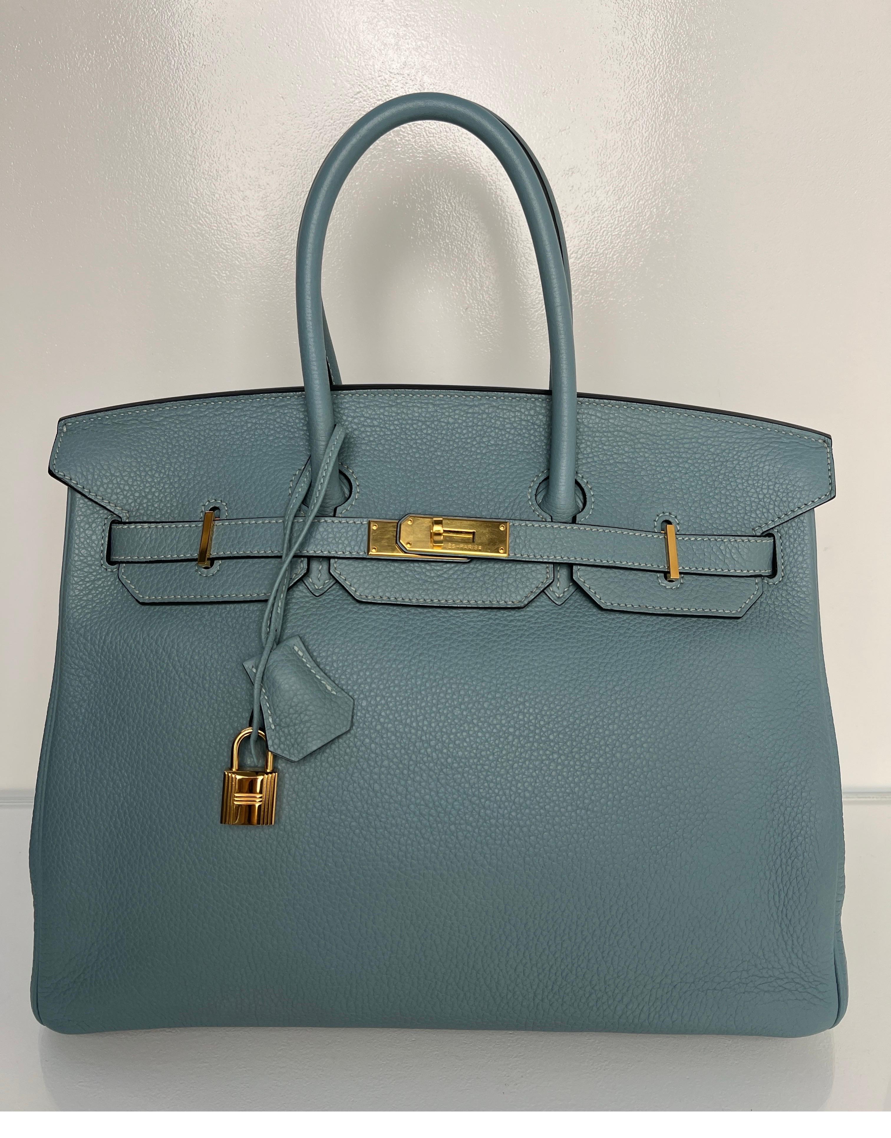 Hermes Blau Ciel Birkin 35 Tasche 8
