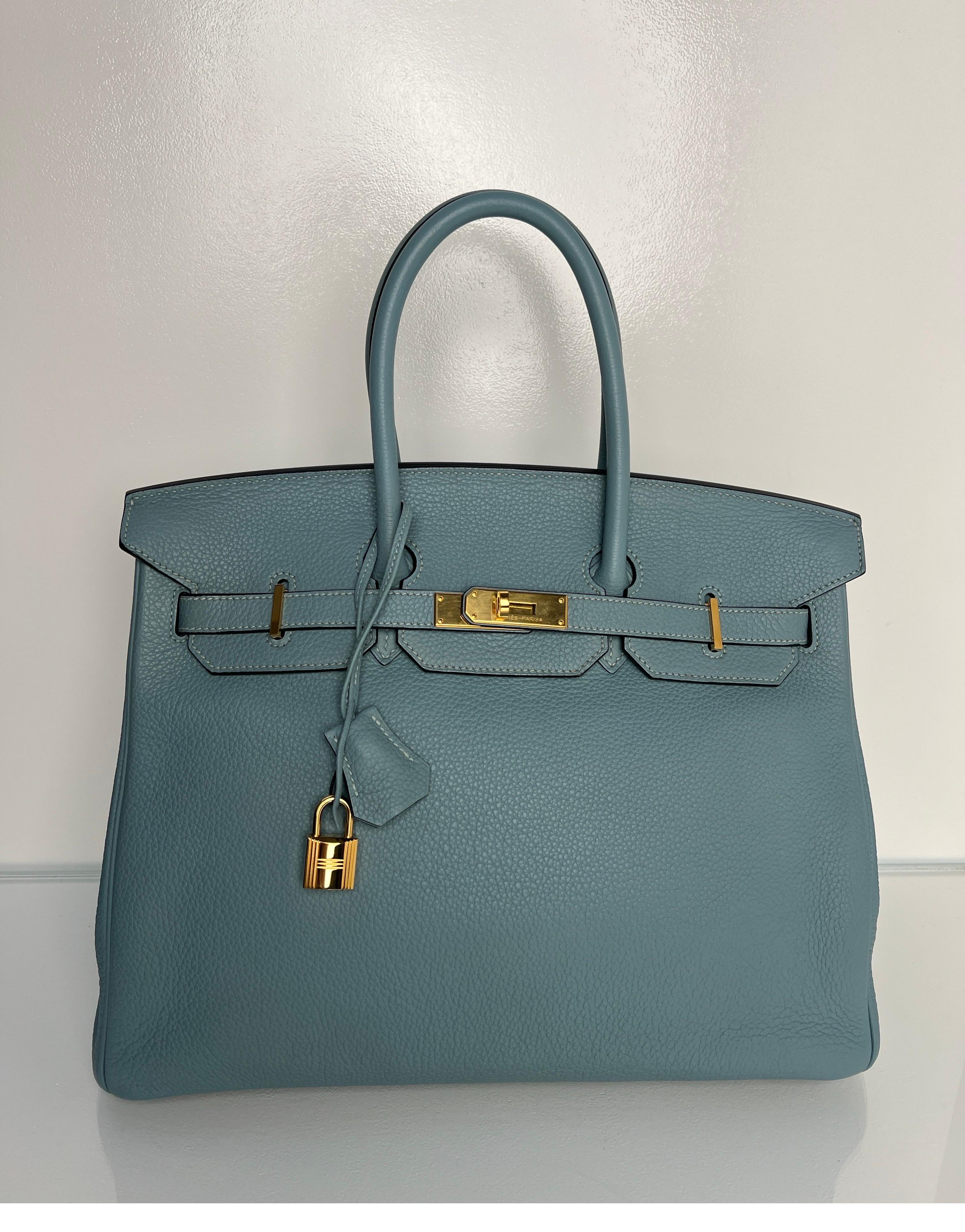 Hermes Blue Ciel Birkin 35 Bag 15