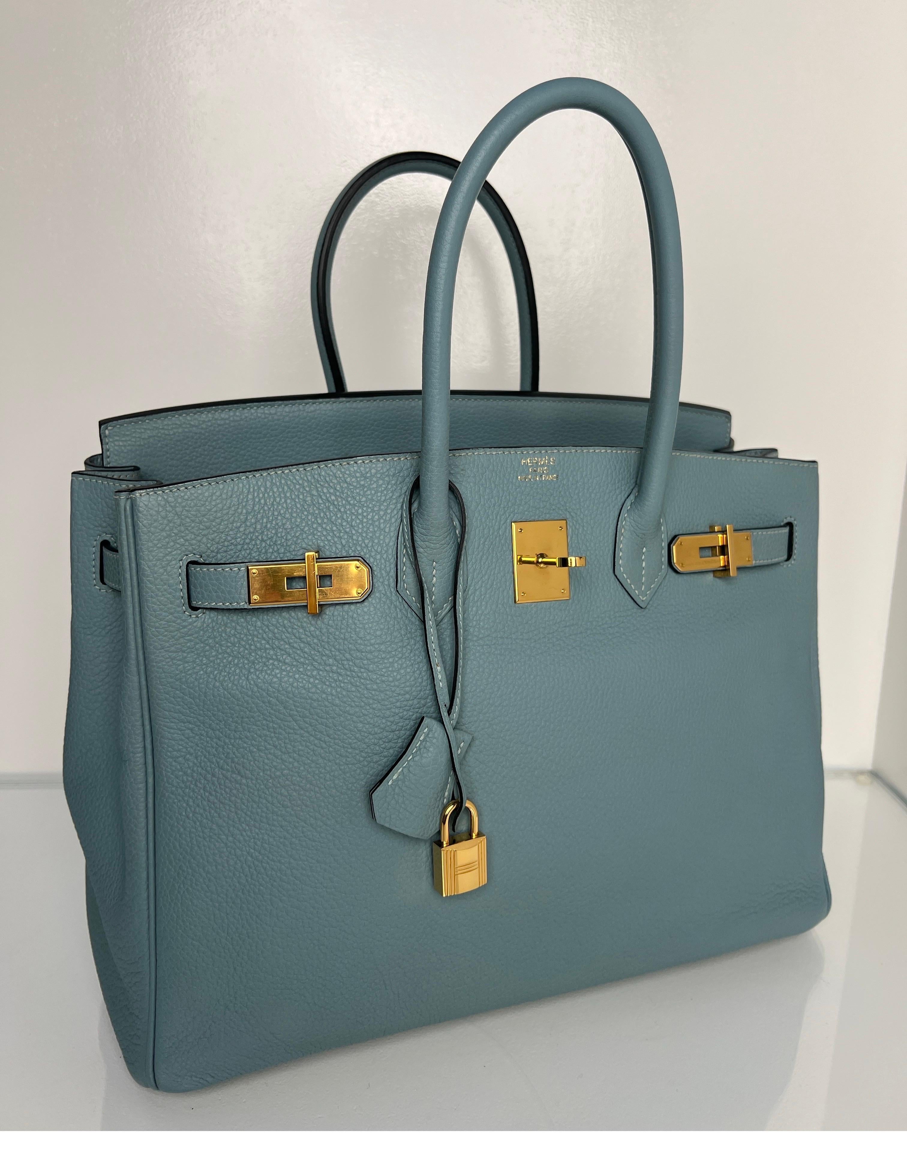 Hermes Blau Ciel Birkin 35 Tasche (Grau)