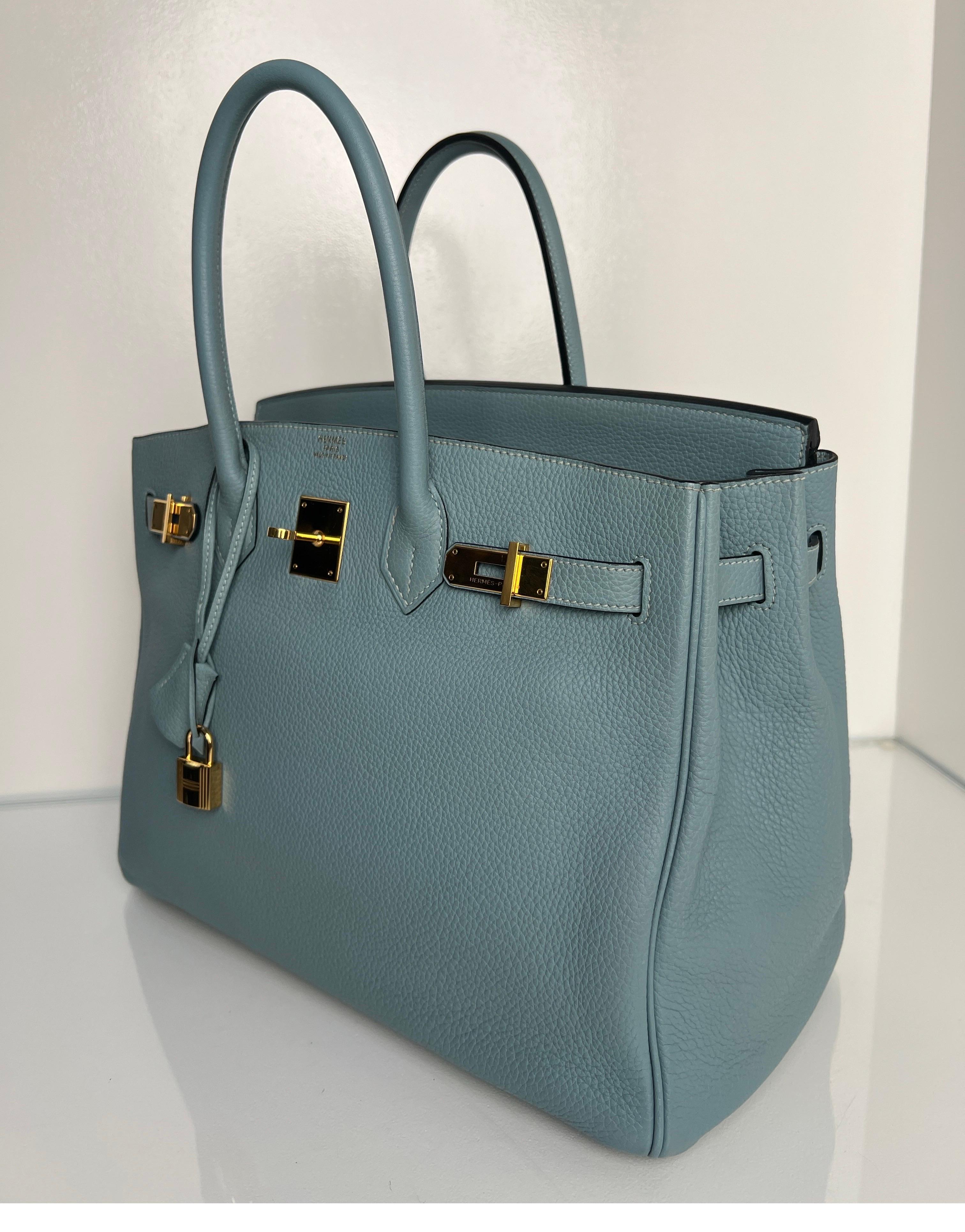 Hermes Blue Ciel Birkin 35 Bag In Good Condition In Athens, GA