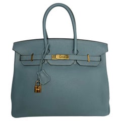 Bolso Hermes Ciel Birkin 35 Azul