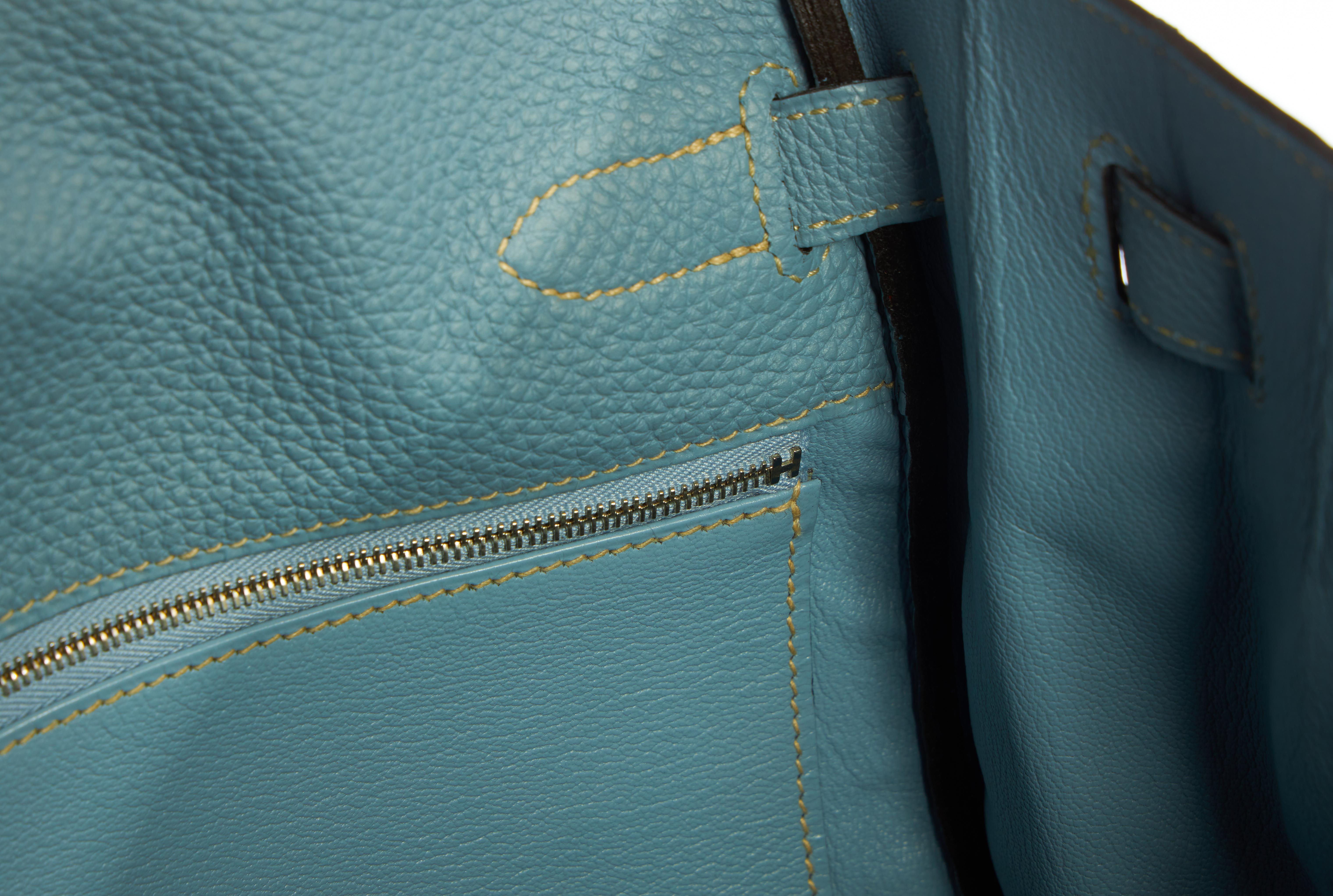 Hermes Blue Ciel Kelly 35 Togo Palladium Bag 2