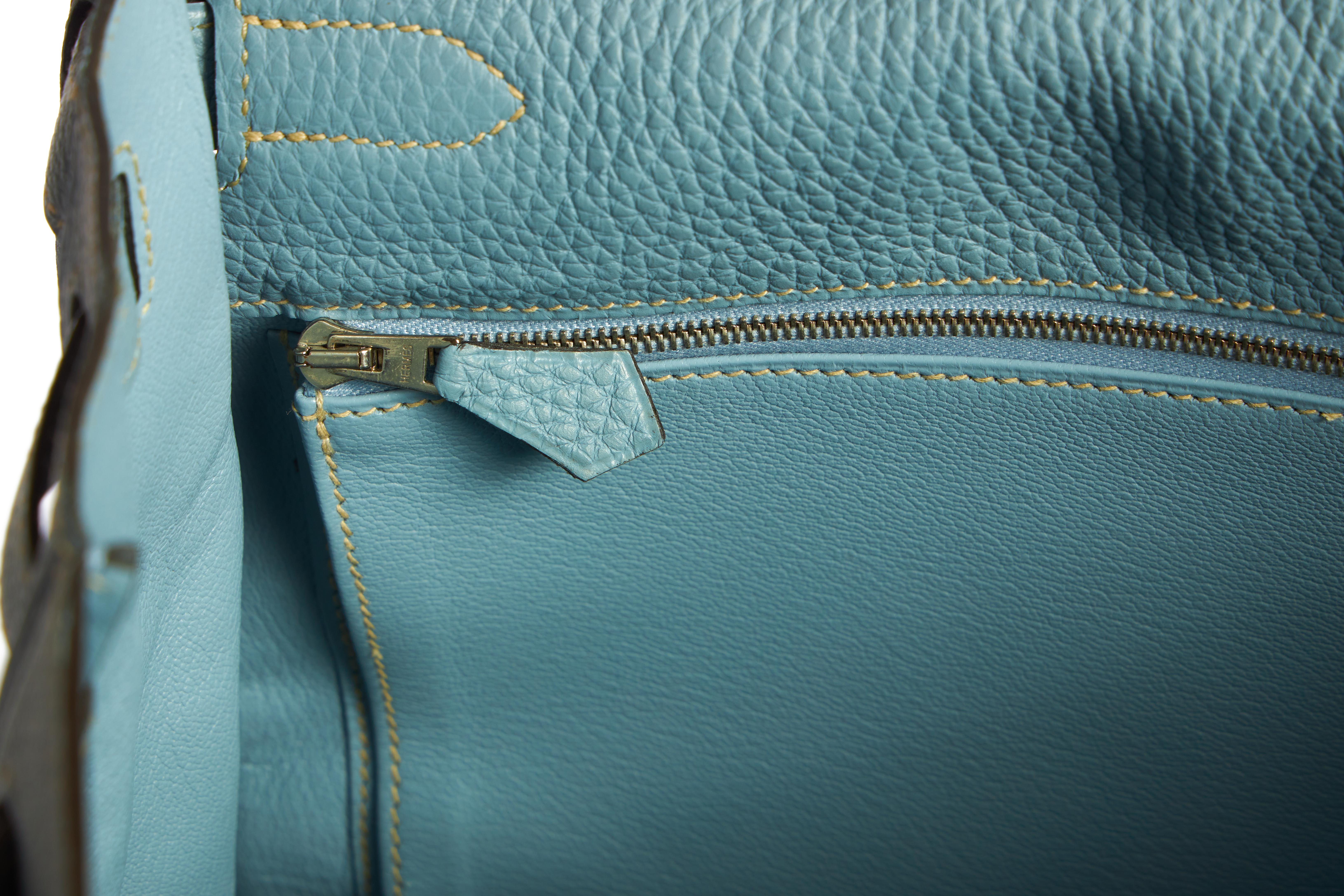 Hermes Blue Ciel Kelly 35 Togo Palladium Bag 1