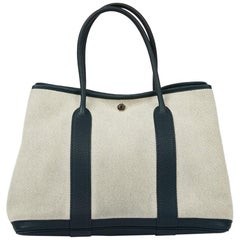 HERMES Blue Clemence Garden Party Bag