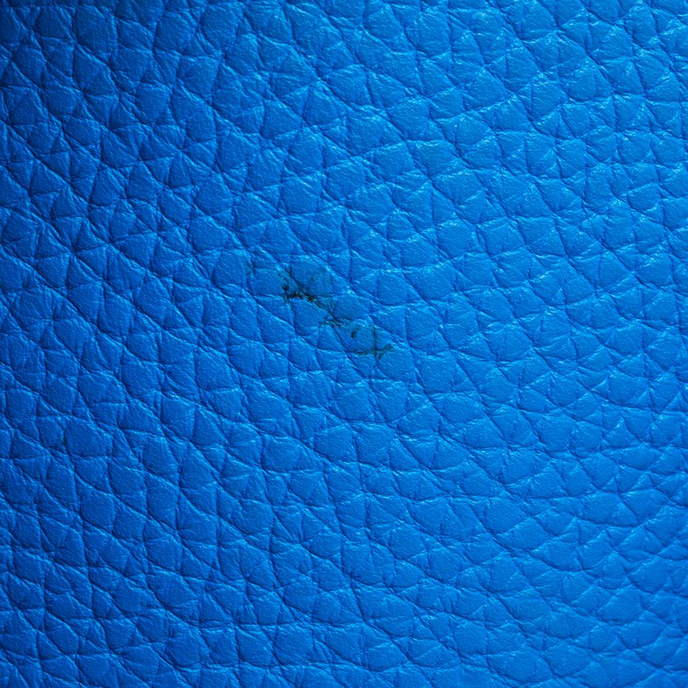 Hermes Blue Clemence Leather Evelyne III GM Bag 8