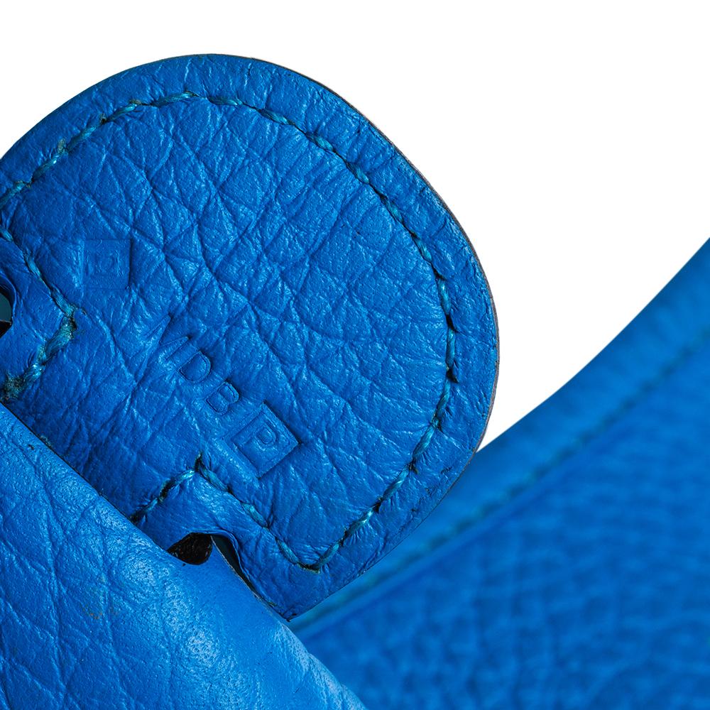 Hermes Blue Clemence Leather Evelyne III GM Bag 9