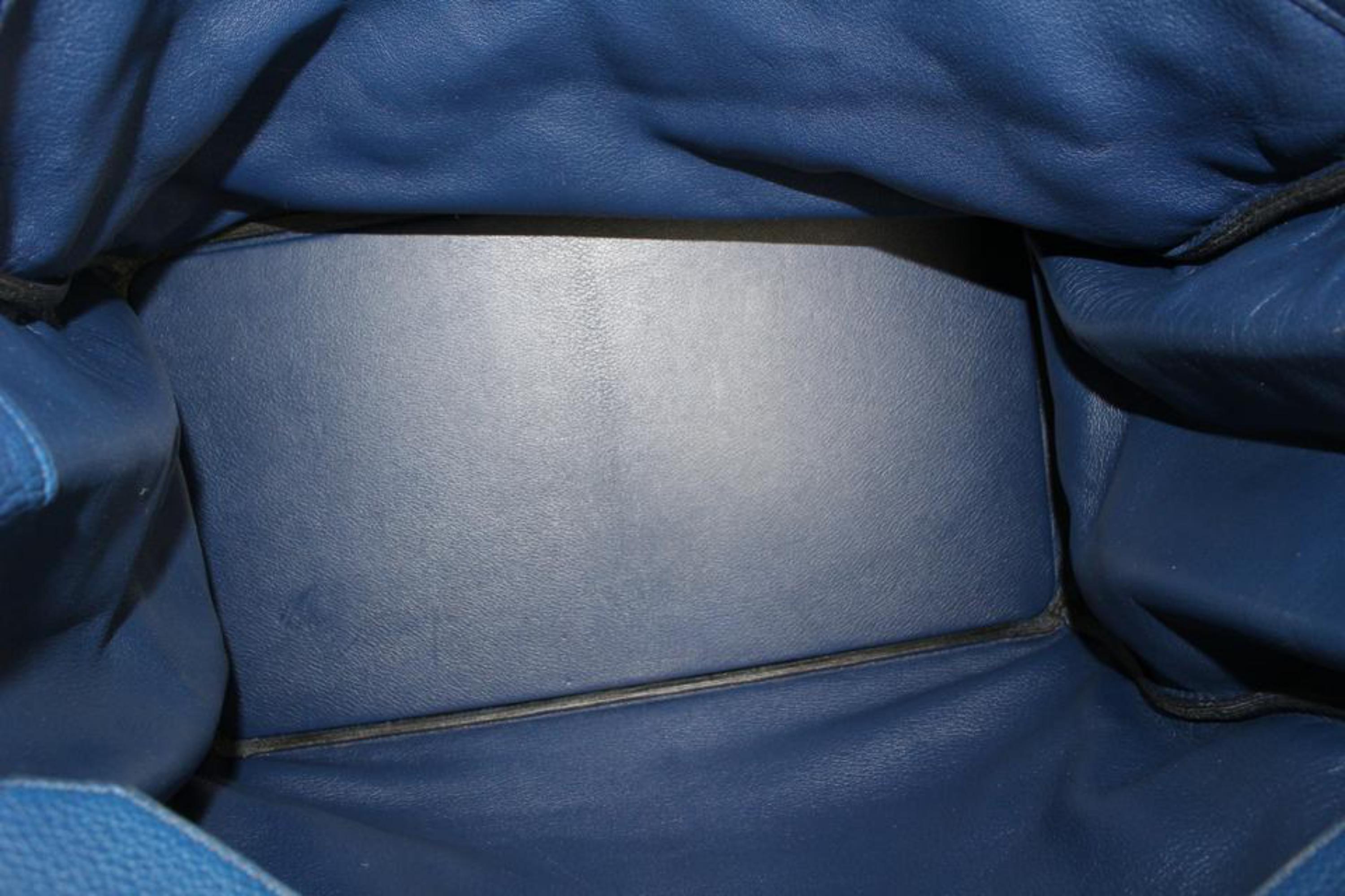 Hermès Blue Clemence Leather Haut a Courroies Birkin 45 HAC  86h225s 3