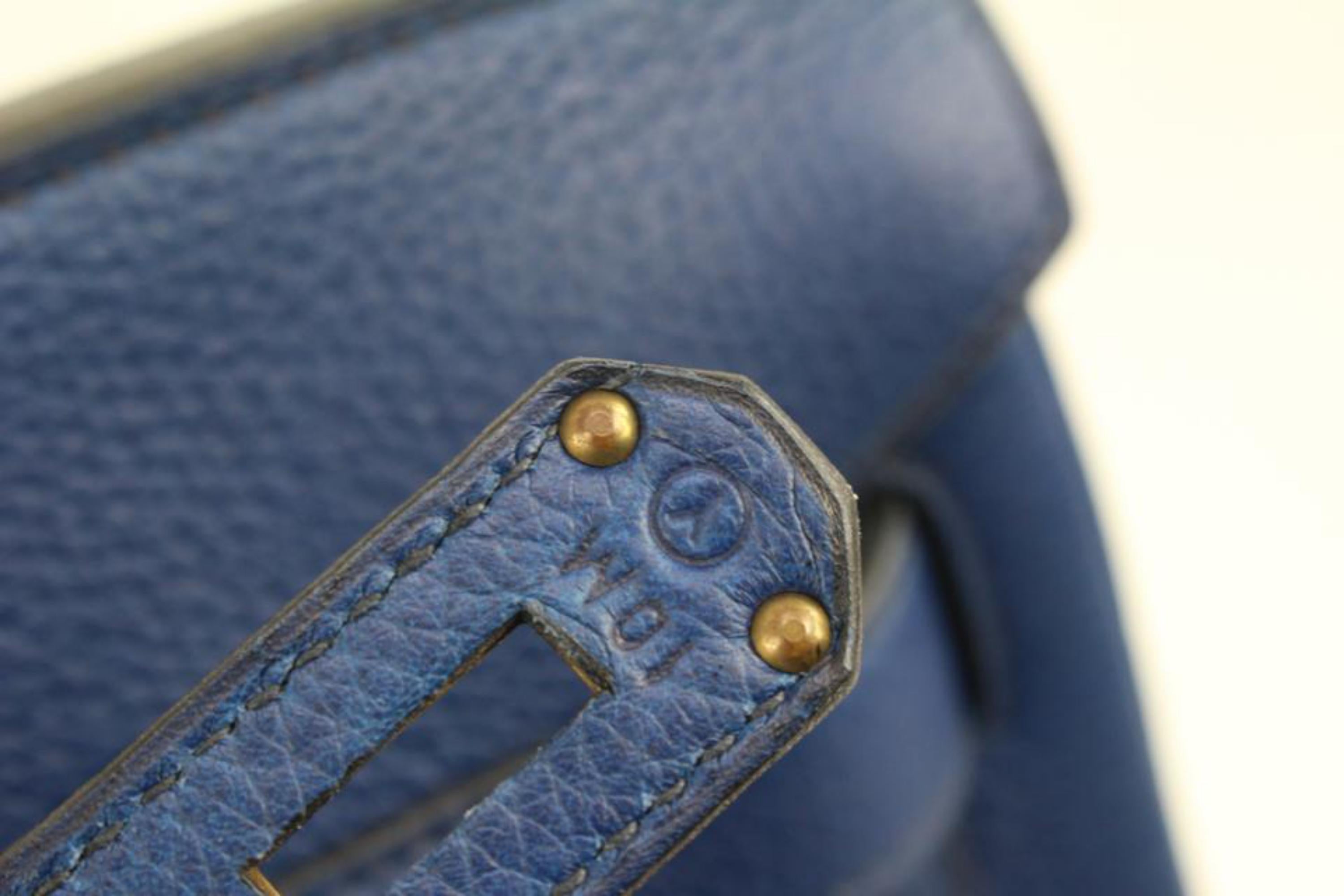Hermès Blue Clemence Leather Haut a Courroies Birkin 45 HAC s27h9 2