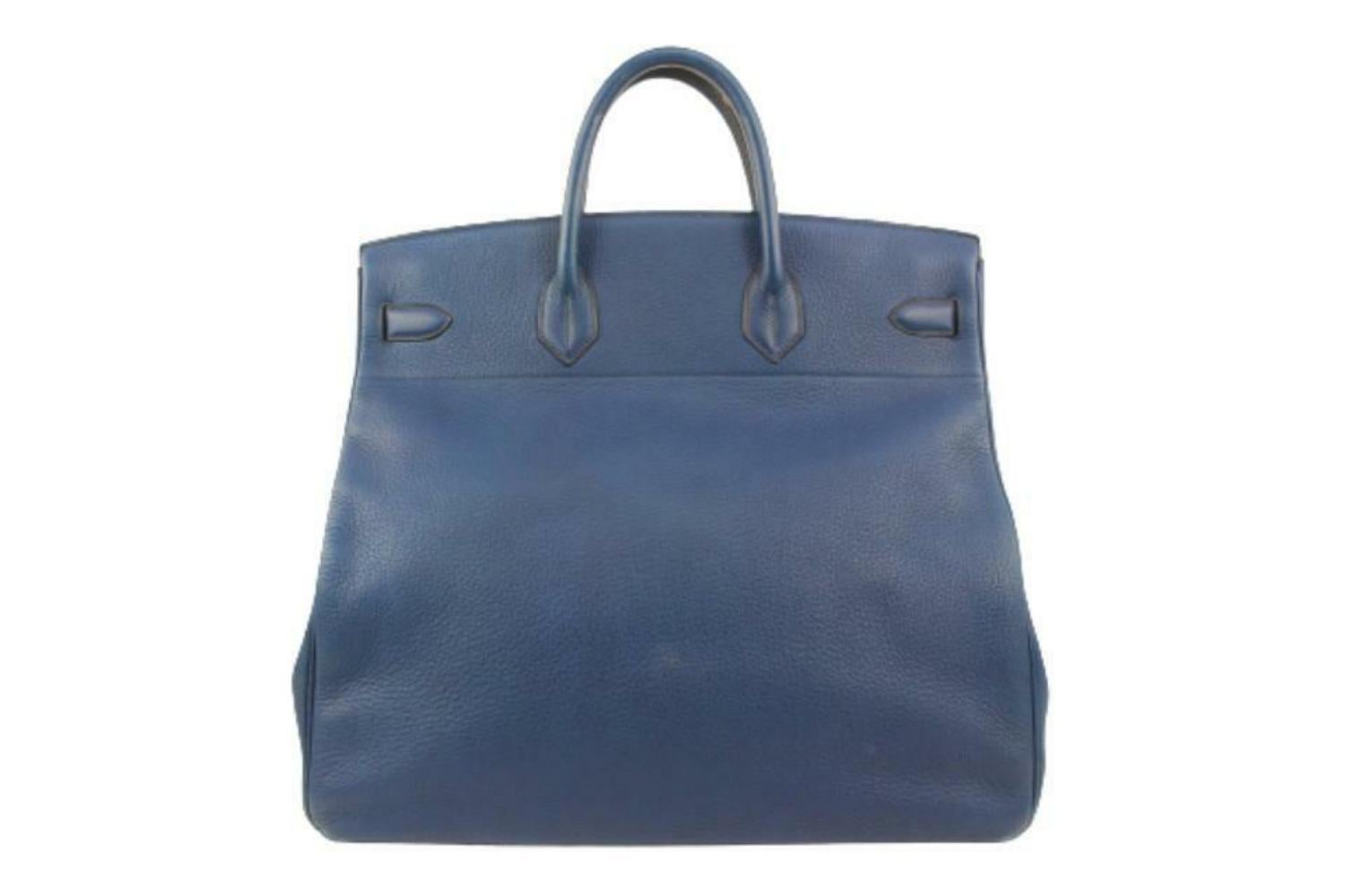 Hermès Blue Clemence Leather Haut a Courroies Birkin 45 HAC s27H9a 6