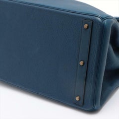 Hermès Blue Clemence Leather Haut a Courroies Birkin 45 HAC s27H9a