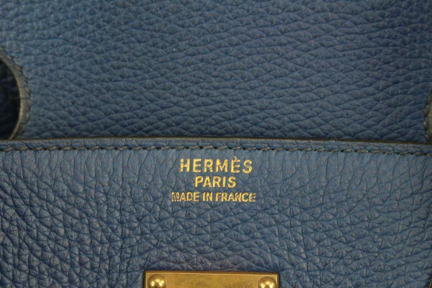 Hermès Blue Clemence Leather Haut a Courroies Birkin 45 HAC s27H9a 1