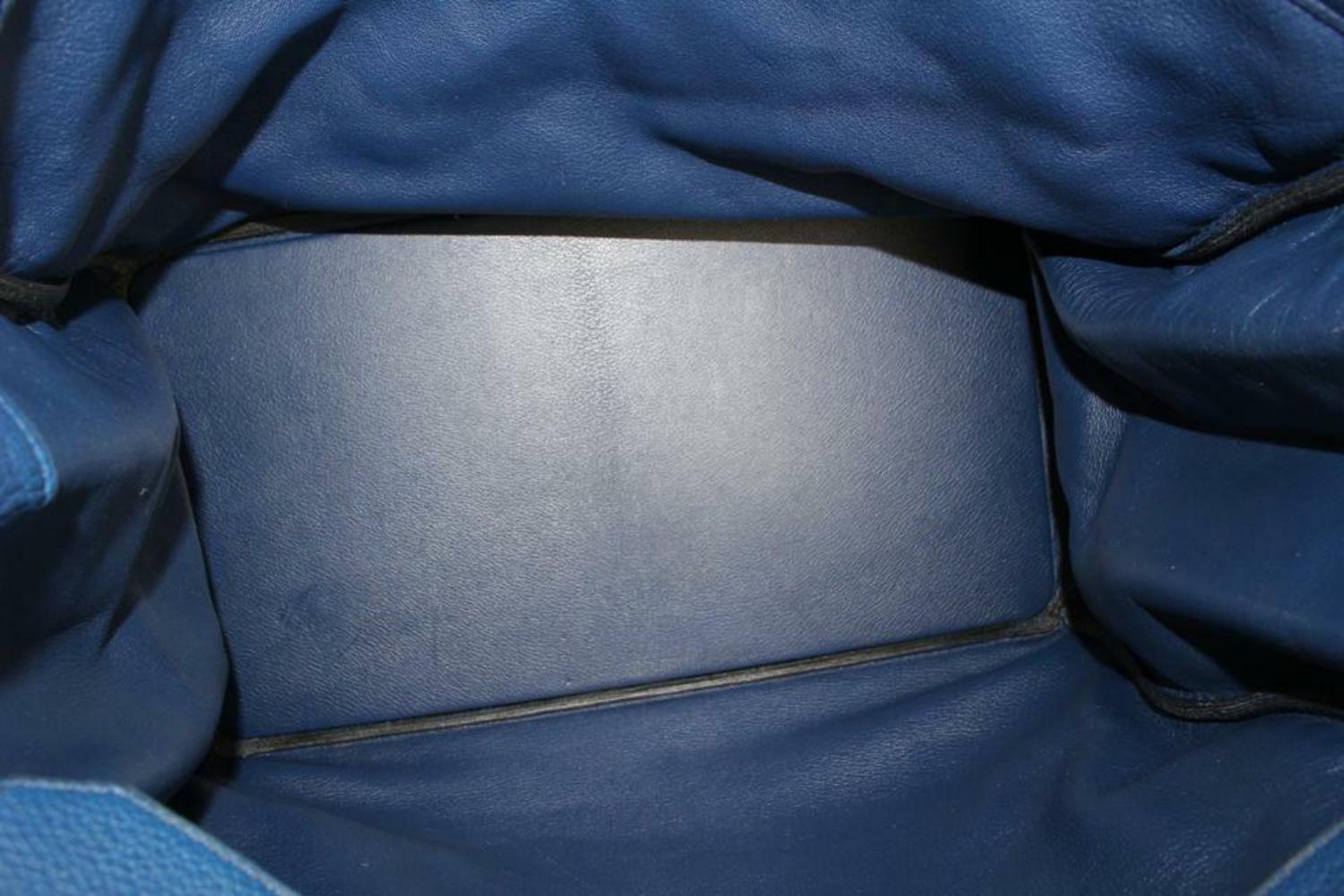Hermès Blue Clemence Leather Haut a Courroies Birkin 45 HAC s27H9a 3