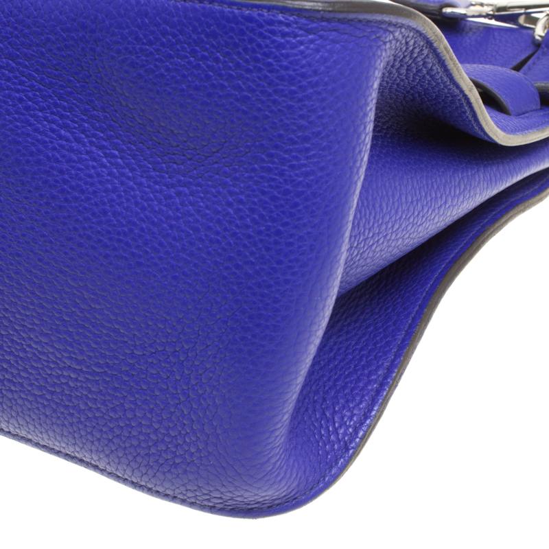 Hermes Blue Clemence Leather Jypsiere 34 Bag 4
