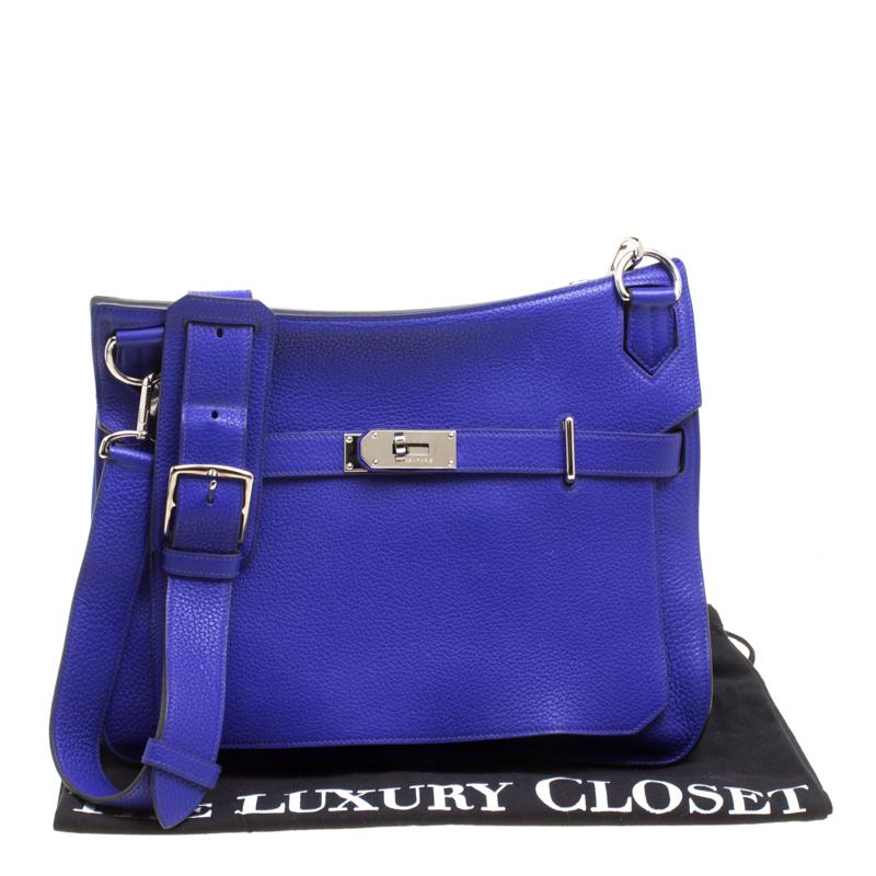 Hermes Blue Clemence Leather Jypsiere 34 Bag 5