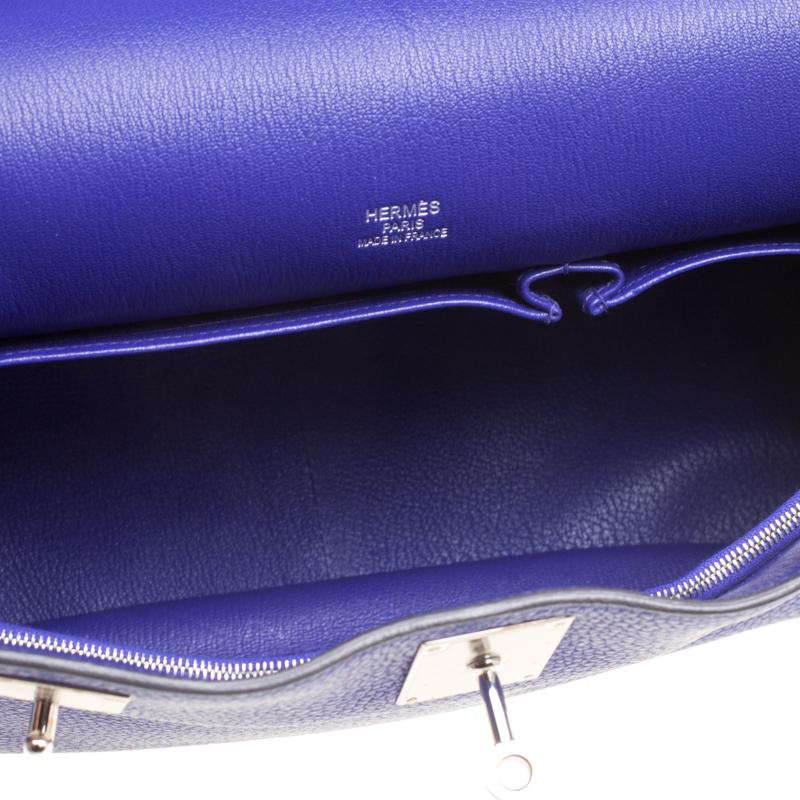 Women's Hermes Blue Clemence Leather Jypsiere 34 Bag