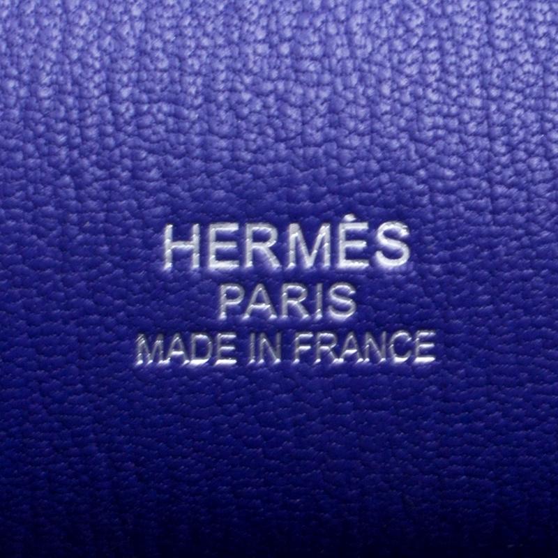 Hermes Blue Clemence Leather Jypsiere 34 Bag 2