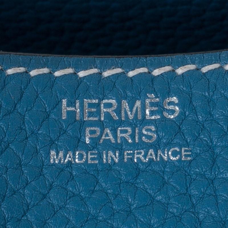 Hermes Blue Clemence Leather Lindy Bag 30 6