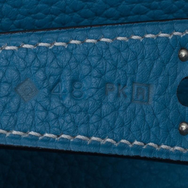 Hermes Blue Clemence Leather Lindy Bag 30 7
