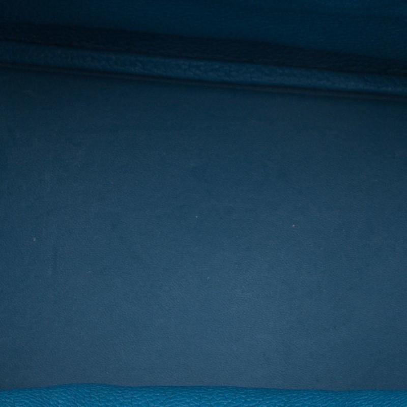 Hermes Blue Clemence Leather Lindy Bag 30 5