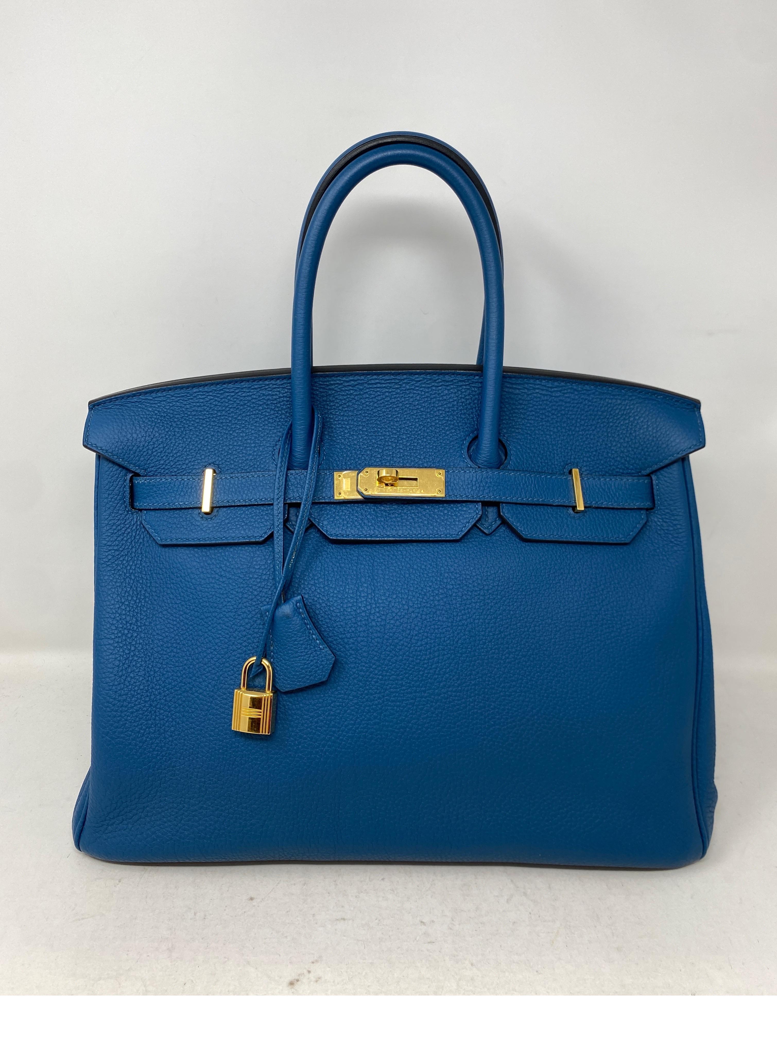 Hermes Blue Colvert Birkin 35 Bag  6