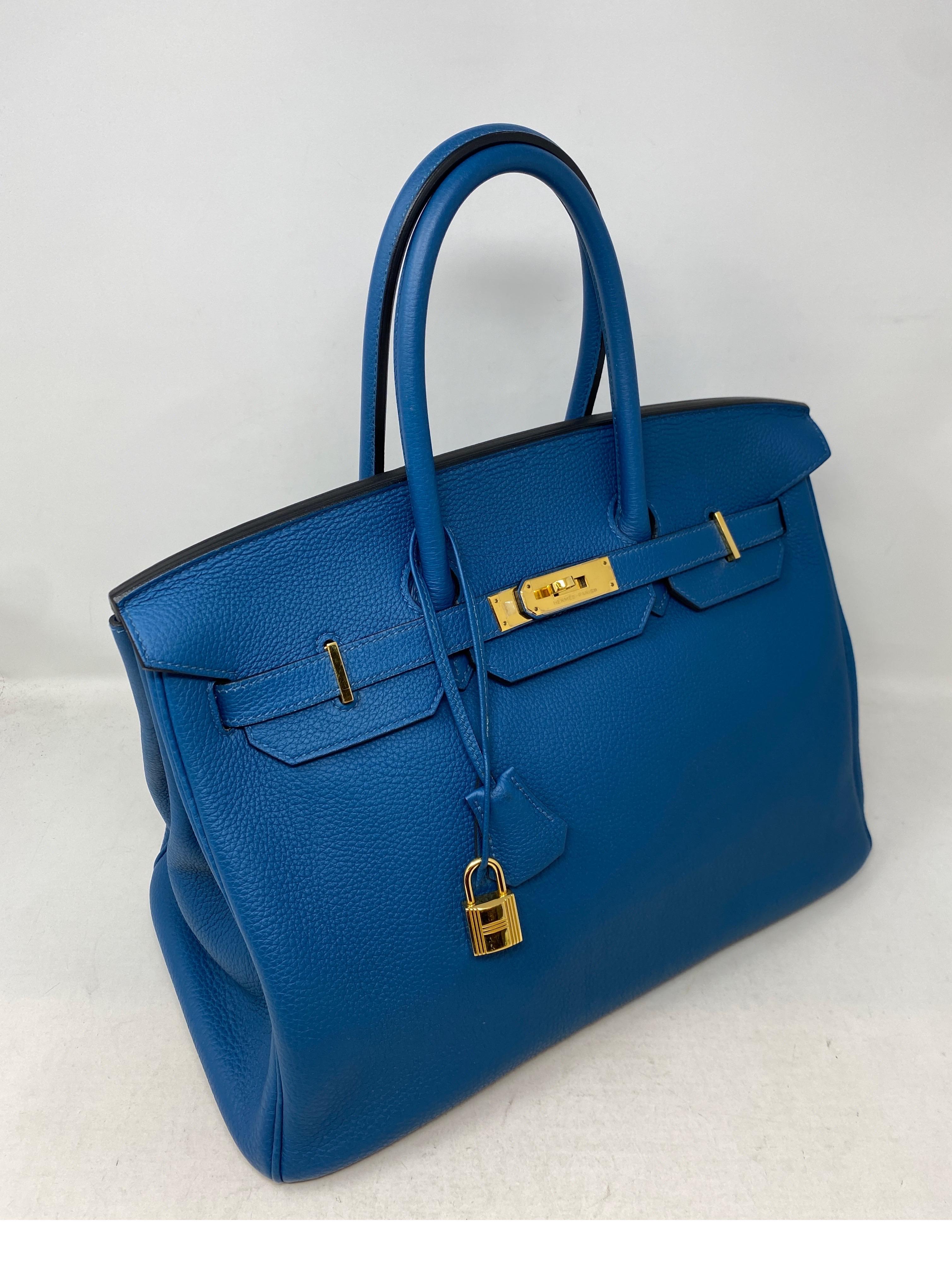 Hermes Blue Colvert Birkin 35 Bag  7