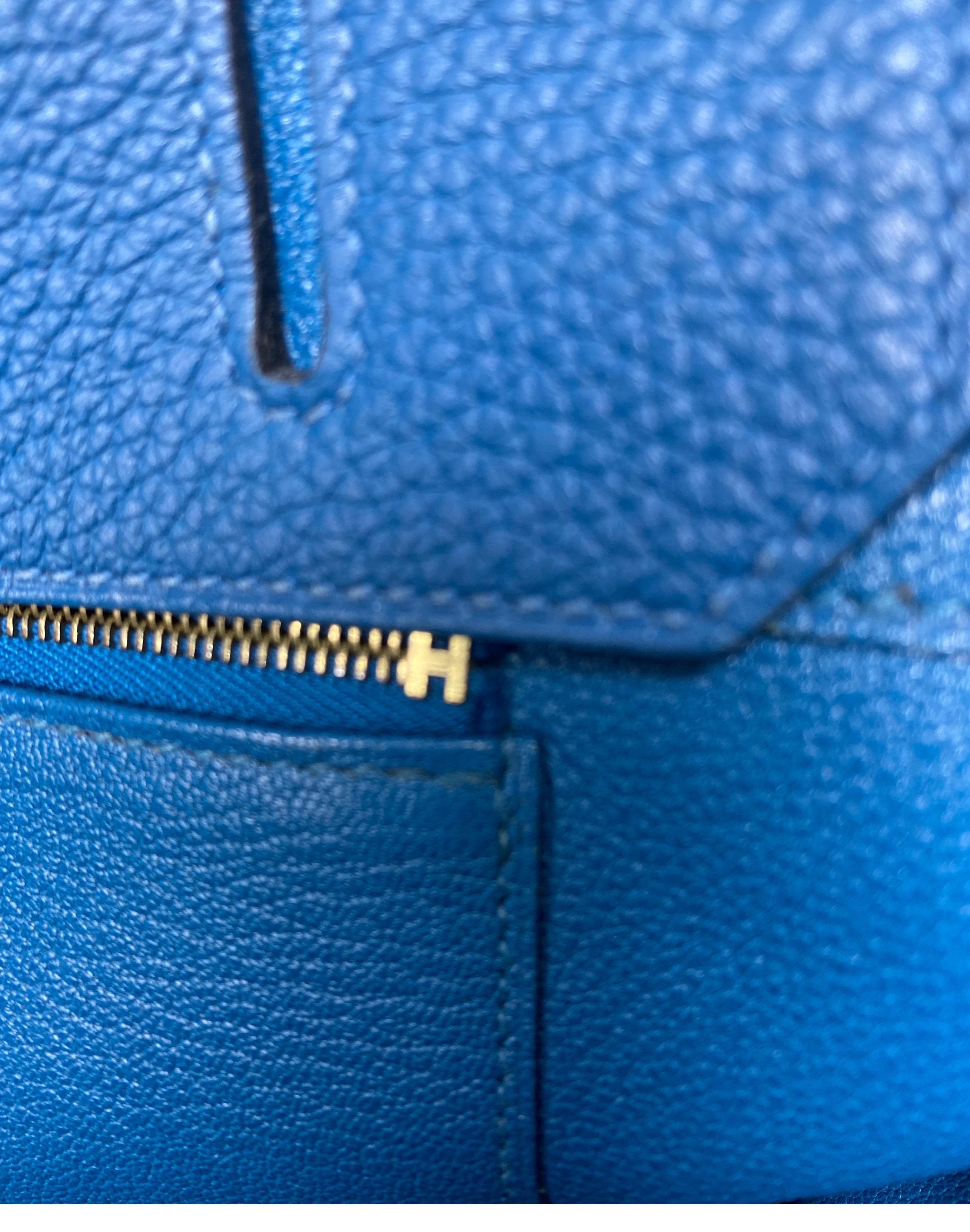 Hermes Blue Colvert Birkin 35 Bag 10