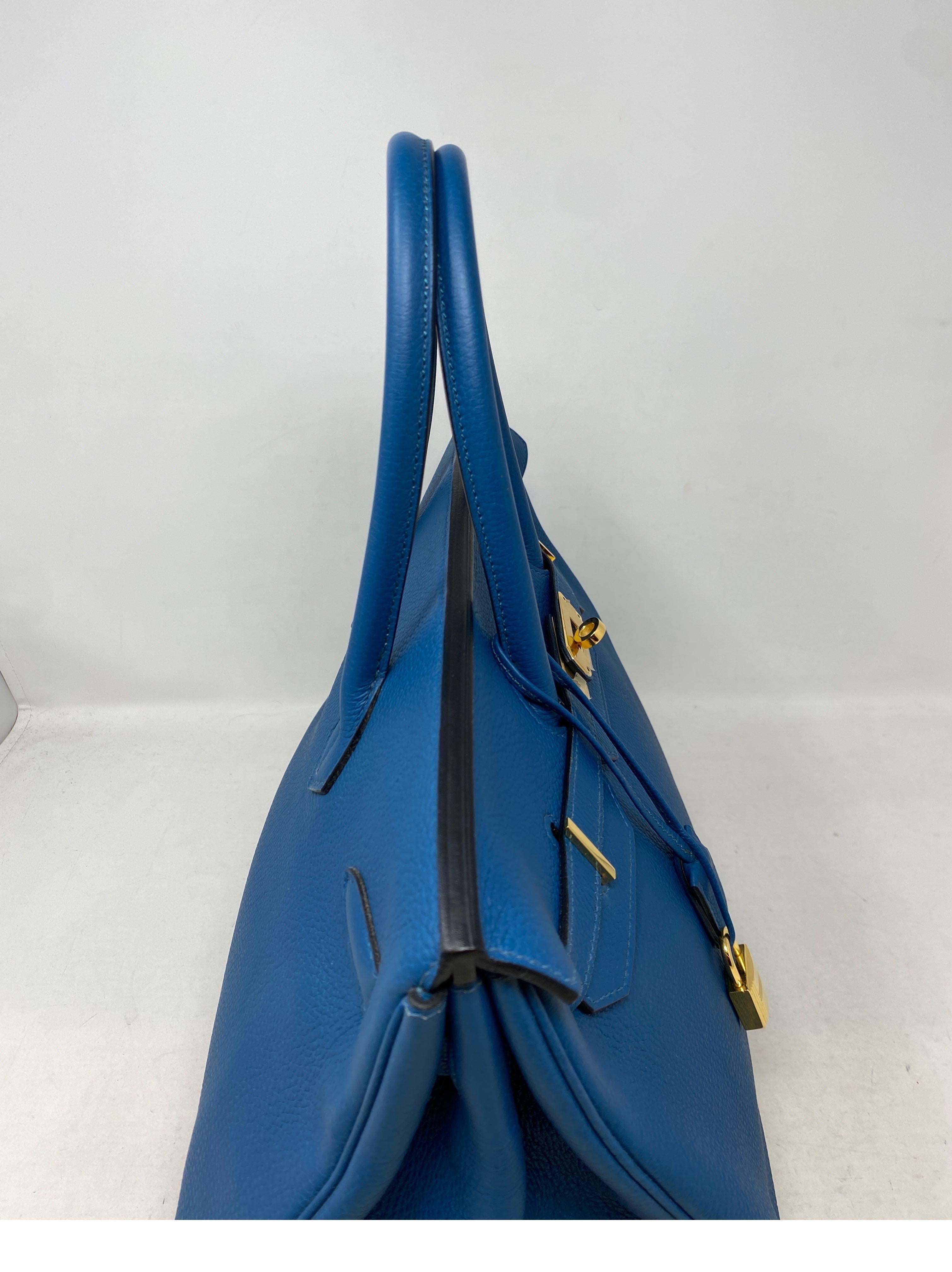 Hermes Blue Colvert Birkin 35 Bag  11