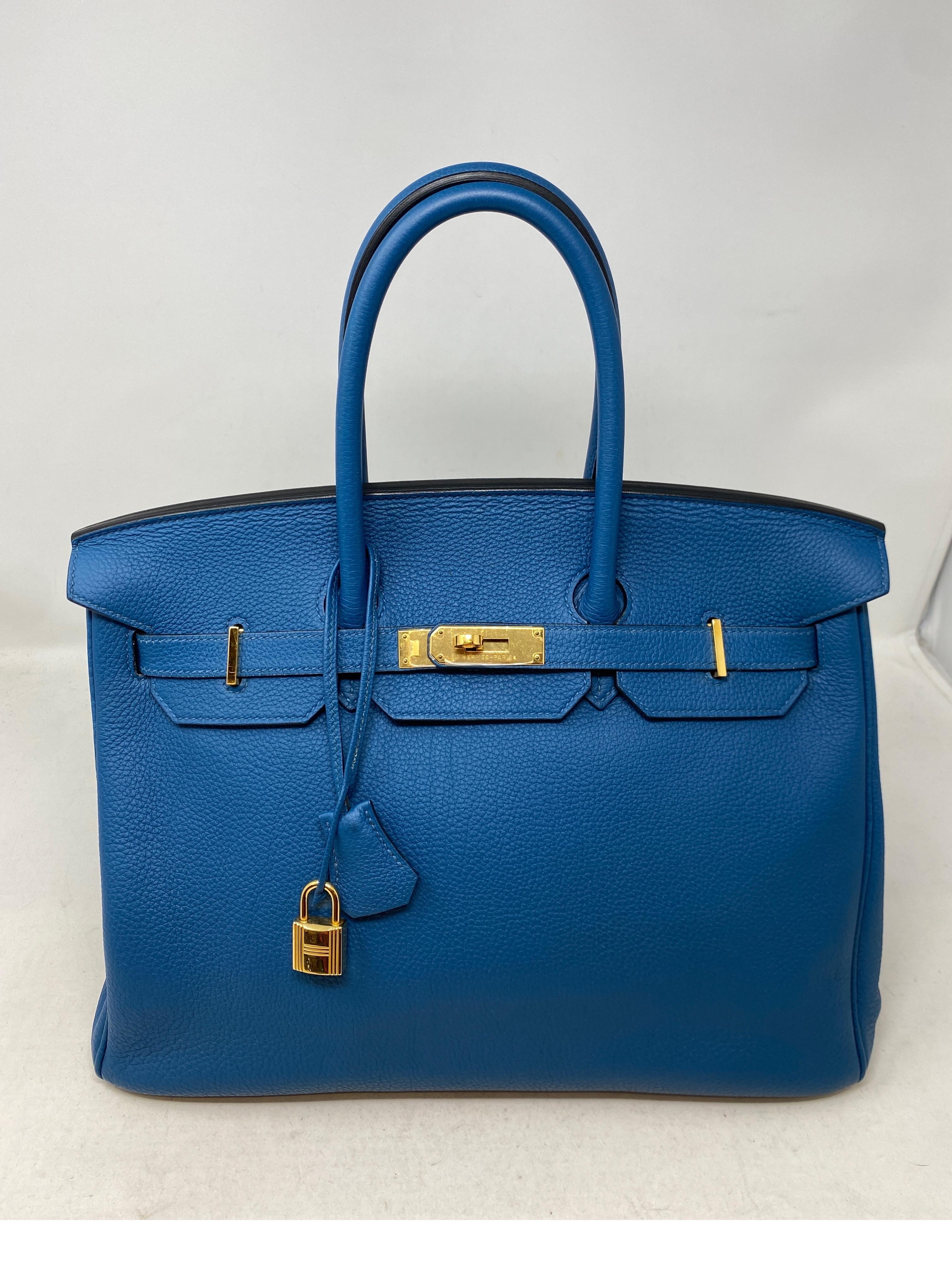 Hermes Blue Colvert Birkin 35 Bag  15
