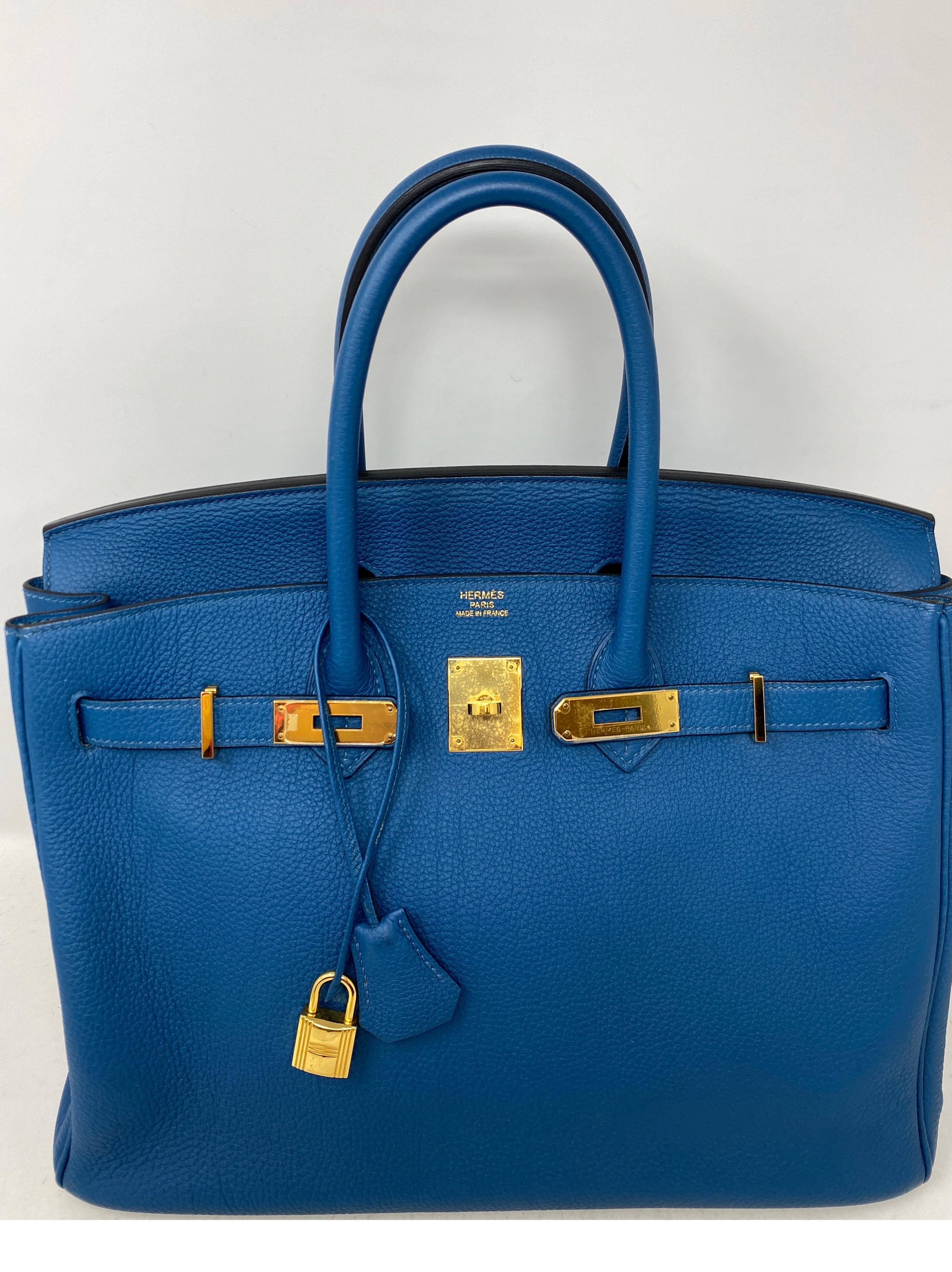 Hermes Blue Colvert Birkin 35 Bag  In Excellent Condition In Athens, GA
