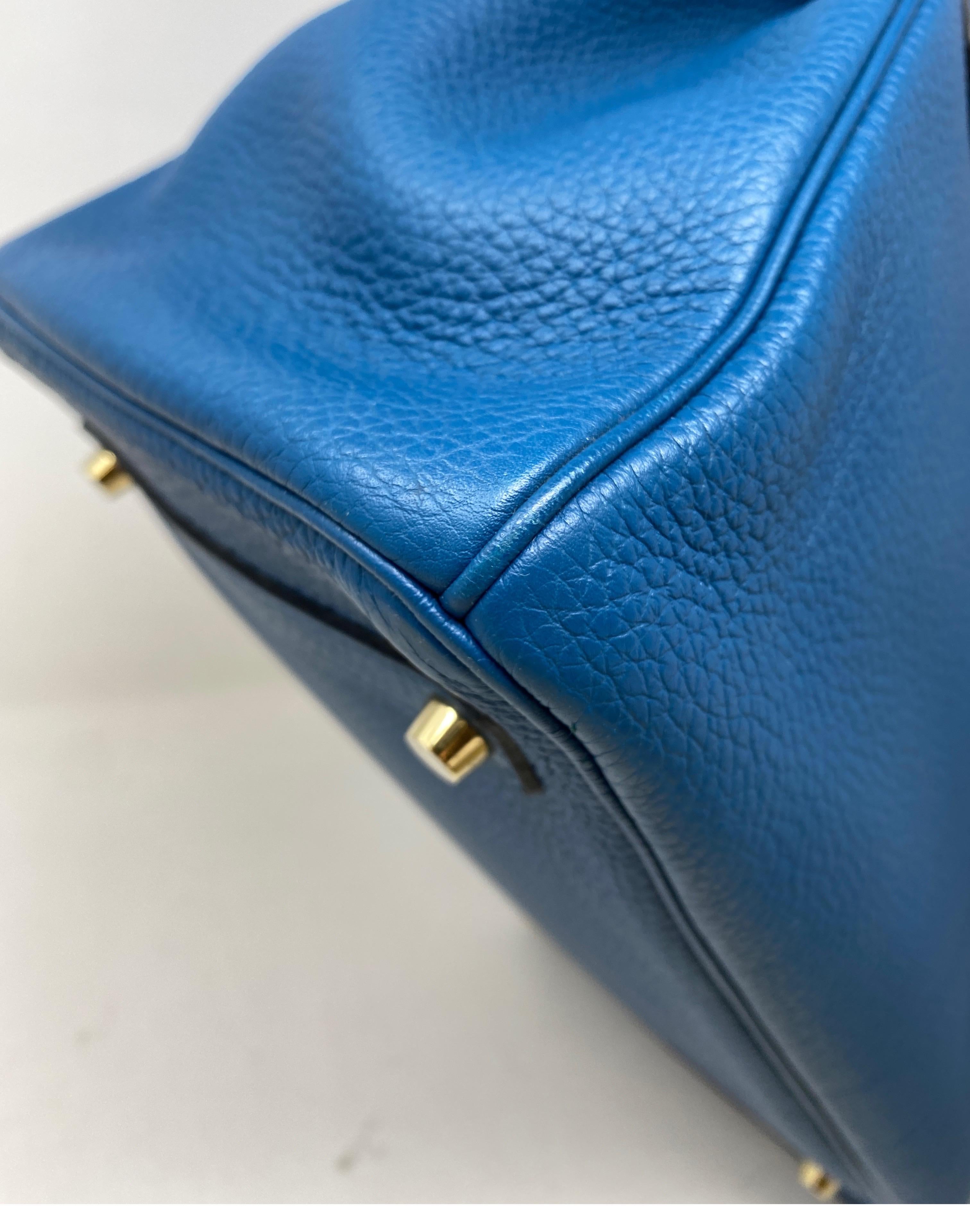 Women's or Men's Hermes Blue Colvert Birkin 35 Bag