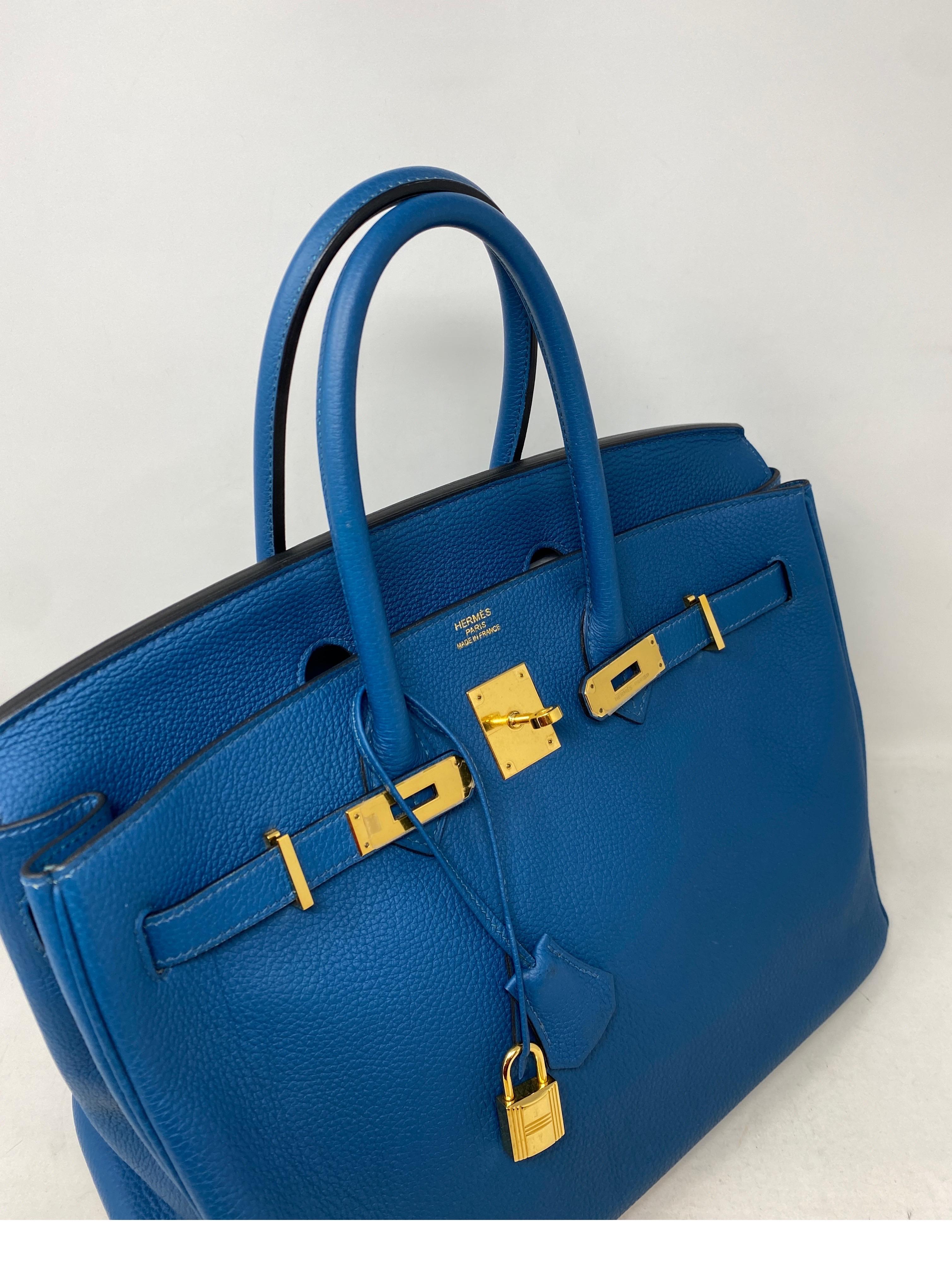 Women's or Men's Hermes Blue Colvert Birkin 35 Bag 