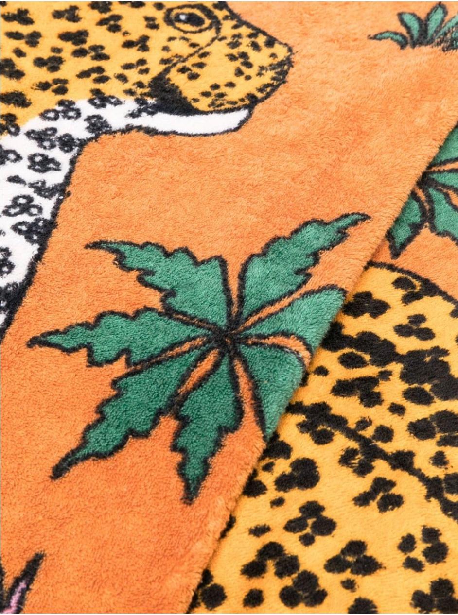 Hermes Blue cotton Beach towel Leopards by C. Vauzelles  1