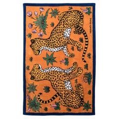 Hermes Blue cotton Beach towel Leopards by C. Vauzelles 