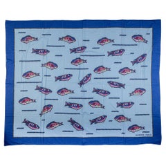 Hermès Blau Baumwolle Fisch Sarong