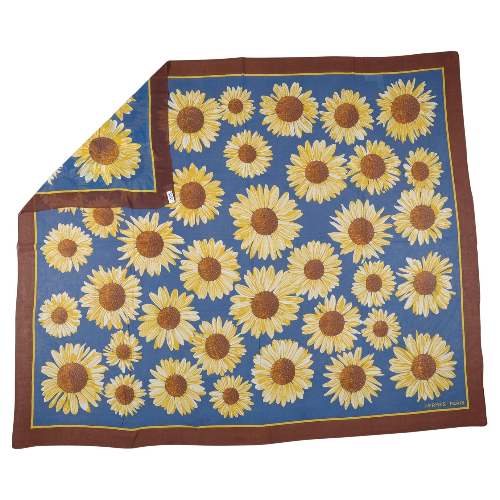 Pareo girasol de algodón azul Hermès