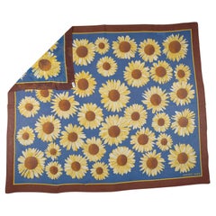 Hermès Blue Cotton Sunflower Sarong