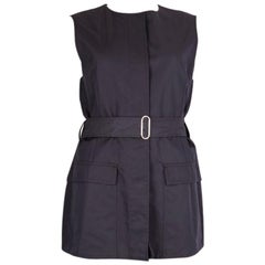 Gilet et veste courte Hermès TWO PIECE TRENCH COAT en coton bleu, 38 S