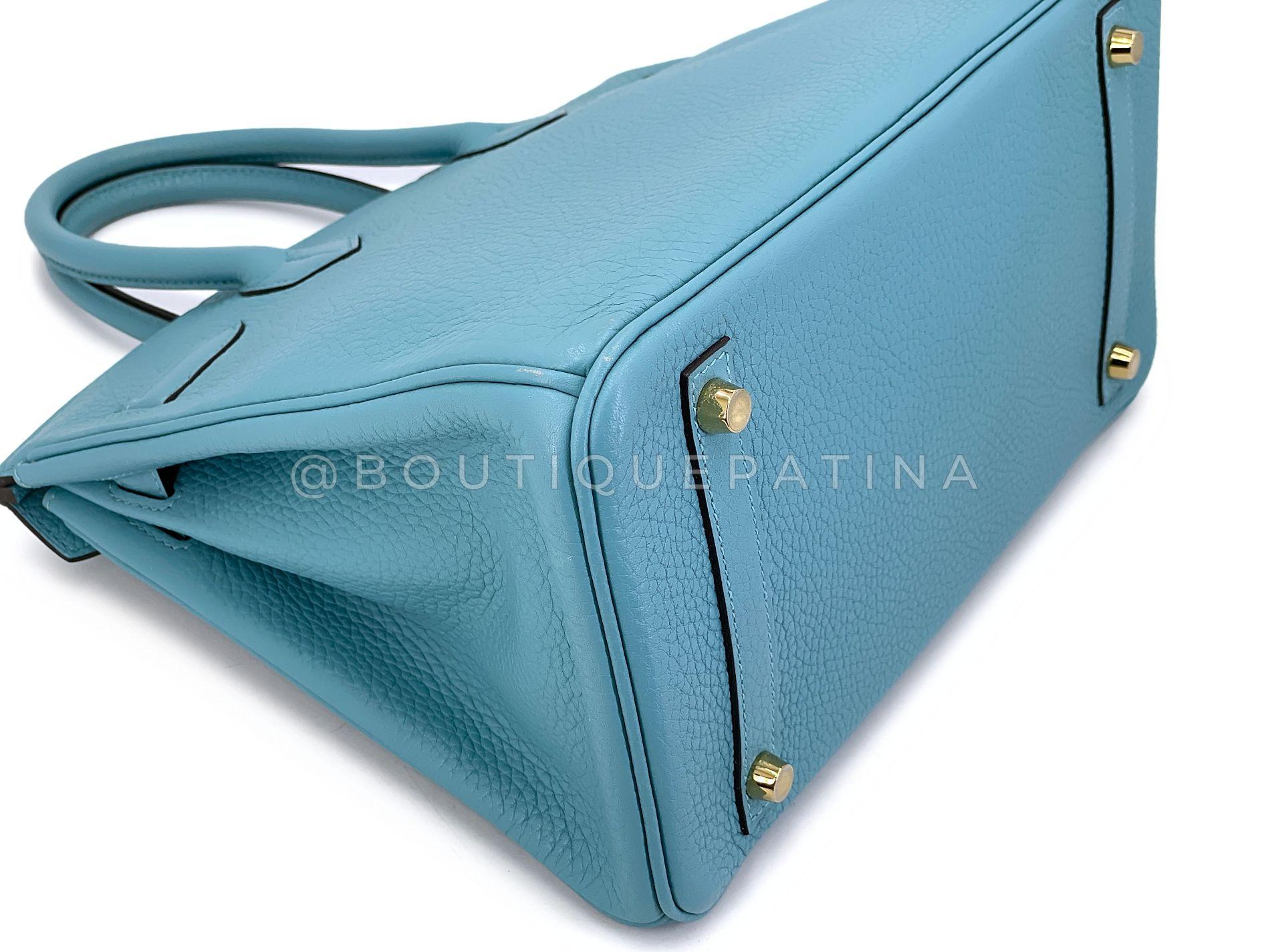 Hermès Blue Cyr Clemence Birkin 30 Tote Bag 24k GHW 68516 For Sale 6