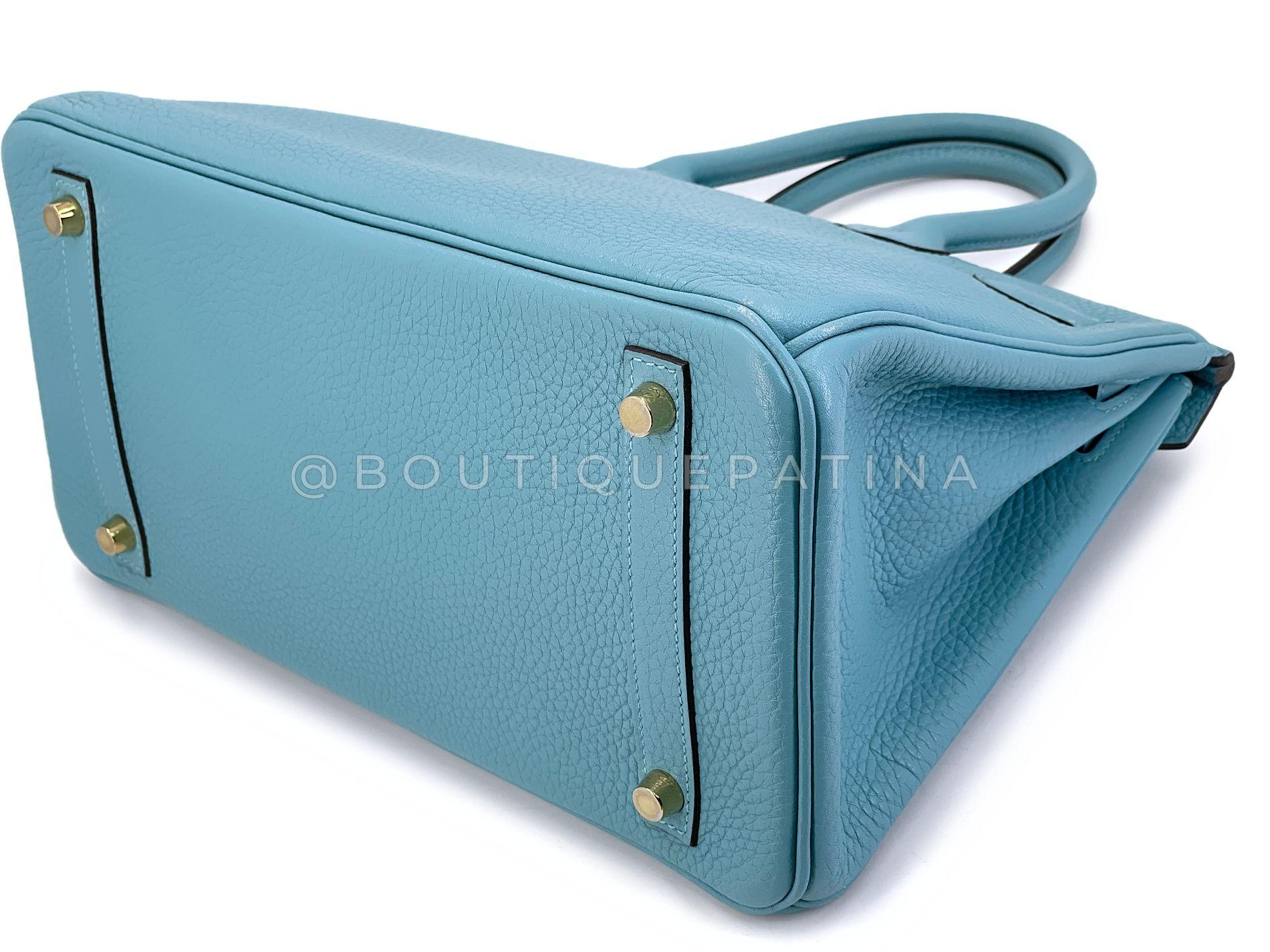 Hermès Blue Cyr Clemence Birkin 30 Tote Bag 24k GHW 68516 For Sale 7