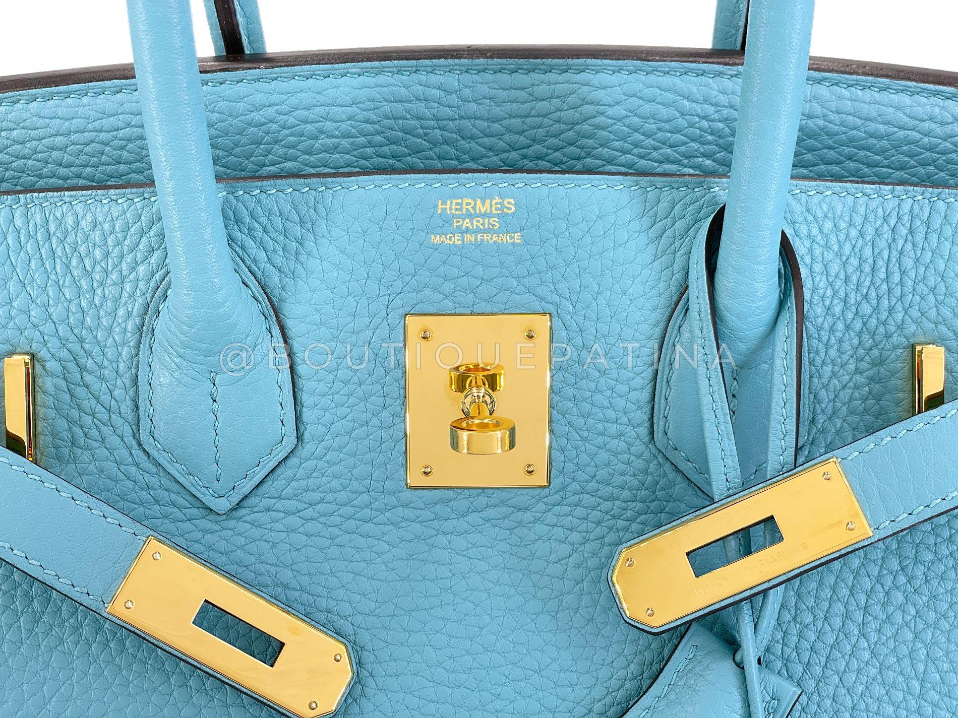 Hermès Blue Cyr Clemence Birkin 30 Tote Bag 24k GHW 68516 For Sale 8