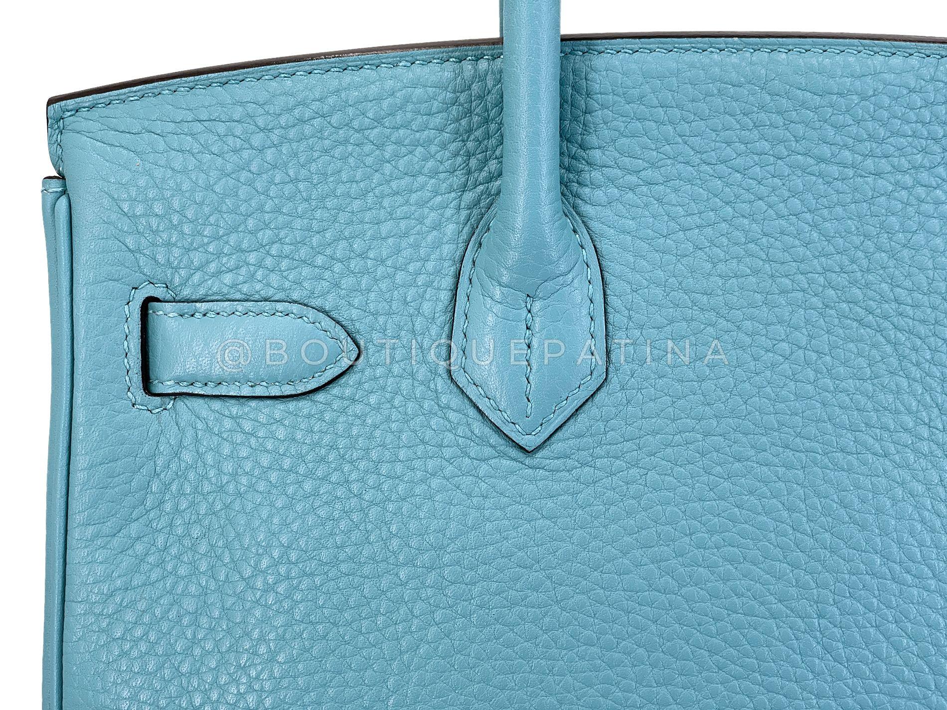 Hermès Blue Cyr Clemence Birkin 30 Tote Bag 24k GHW 68516 For Sale 10