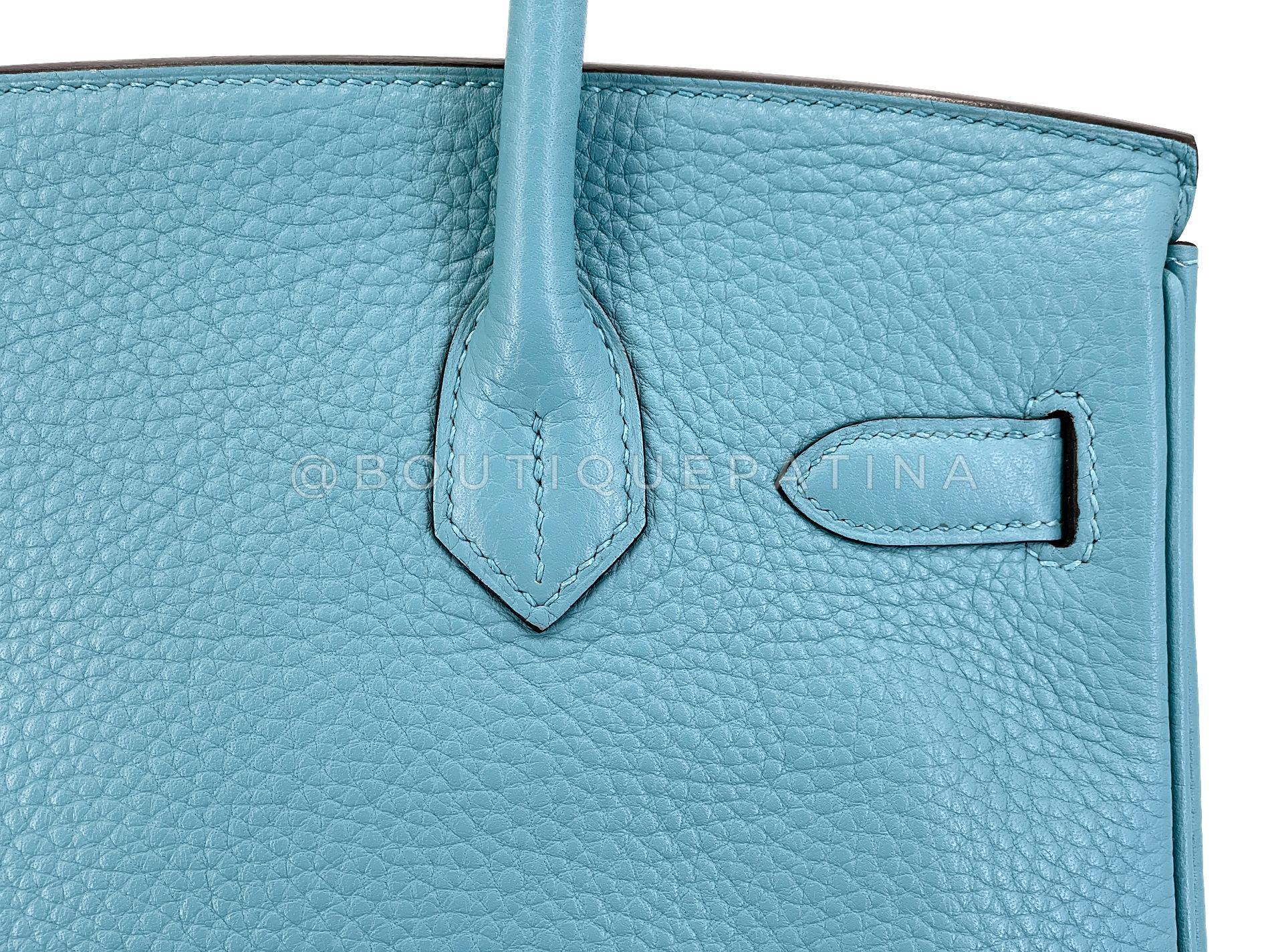 Hermès Blue Cyr Clemence Birkin 30 Tote Bag 24k GHW 68516 For Sale 11