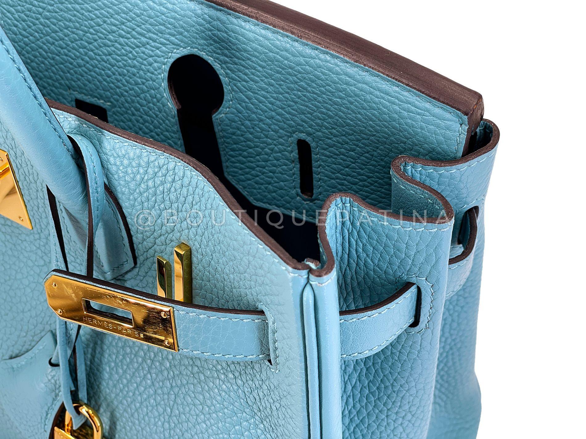 Hermès Blue Cyr Clemence Birkin 30 Tote Bag 24k GHW 68516 For Sale 12
