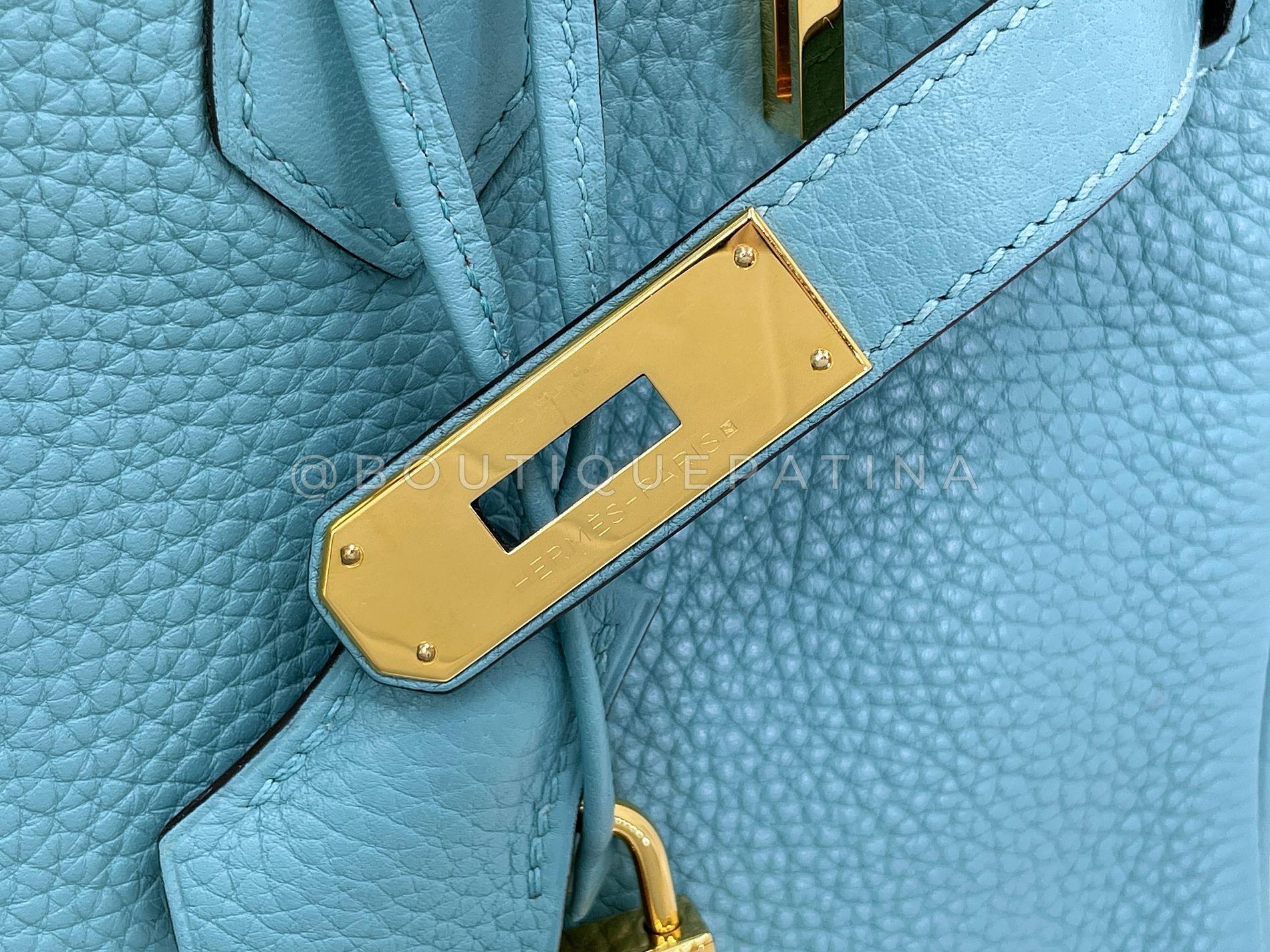 Hermès Blue Cyr Clemence Birkin 30 Tote Bag 24k GHW 68516 For Sale 13
