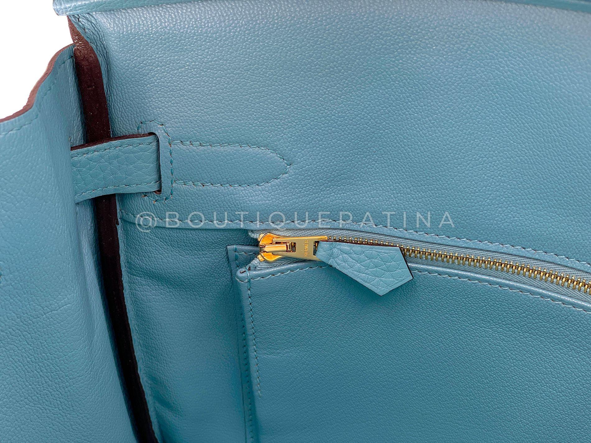 Hermès Blue Cyr Clemence Birkin 30 Tote Bag 24k GHW 68516 For Sale 14
