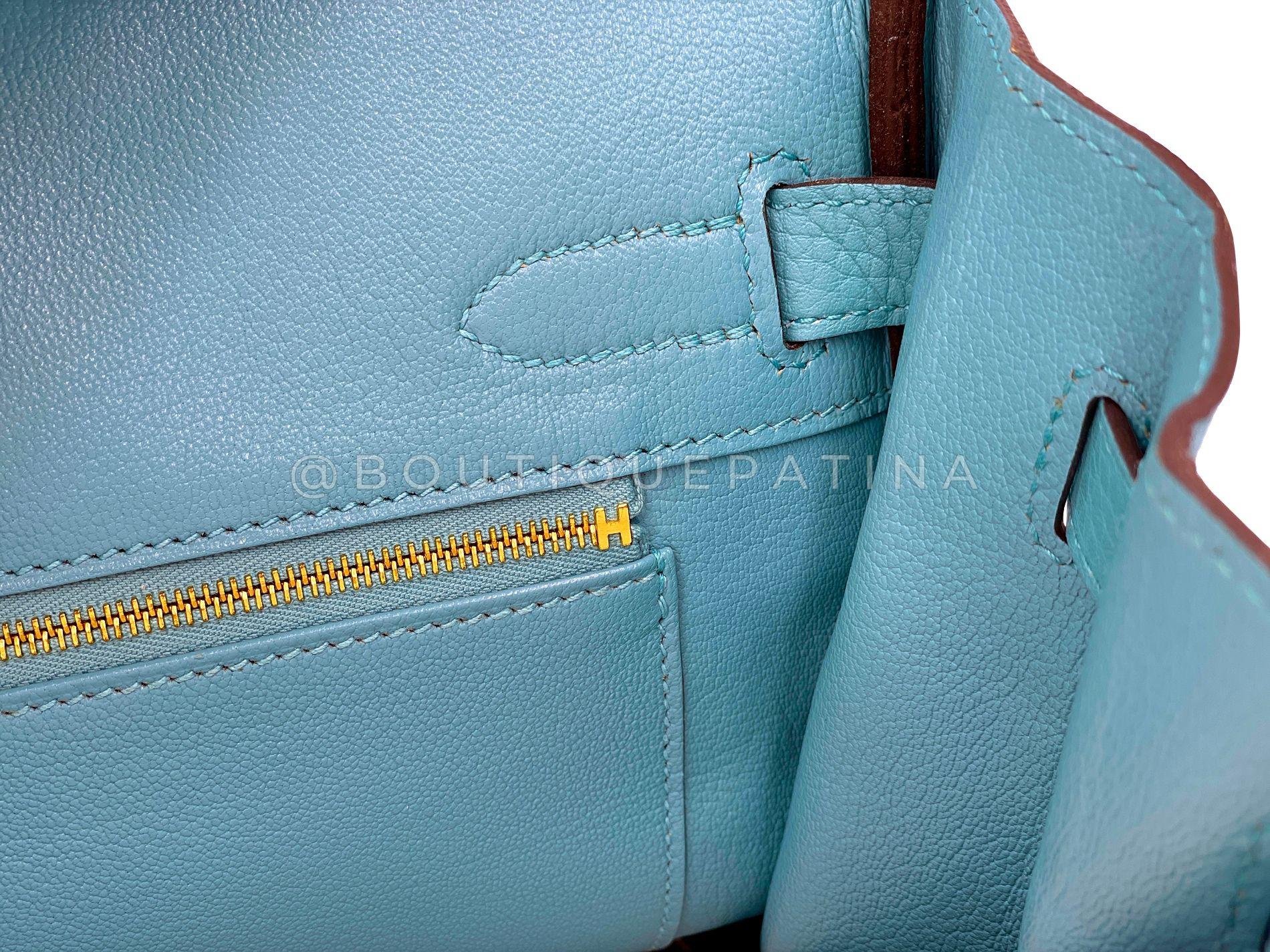Hermès Blue Cyr Clemence Birkin 30 Tote Bag 24k GHW 68516 For Sale 15
