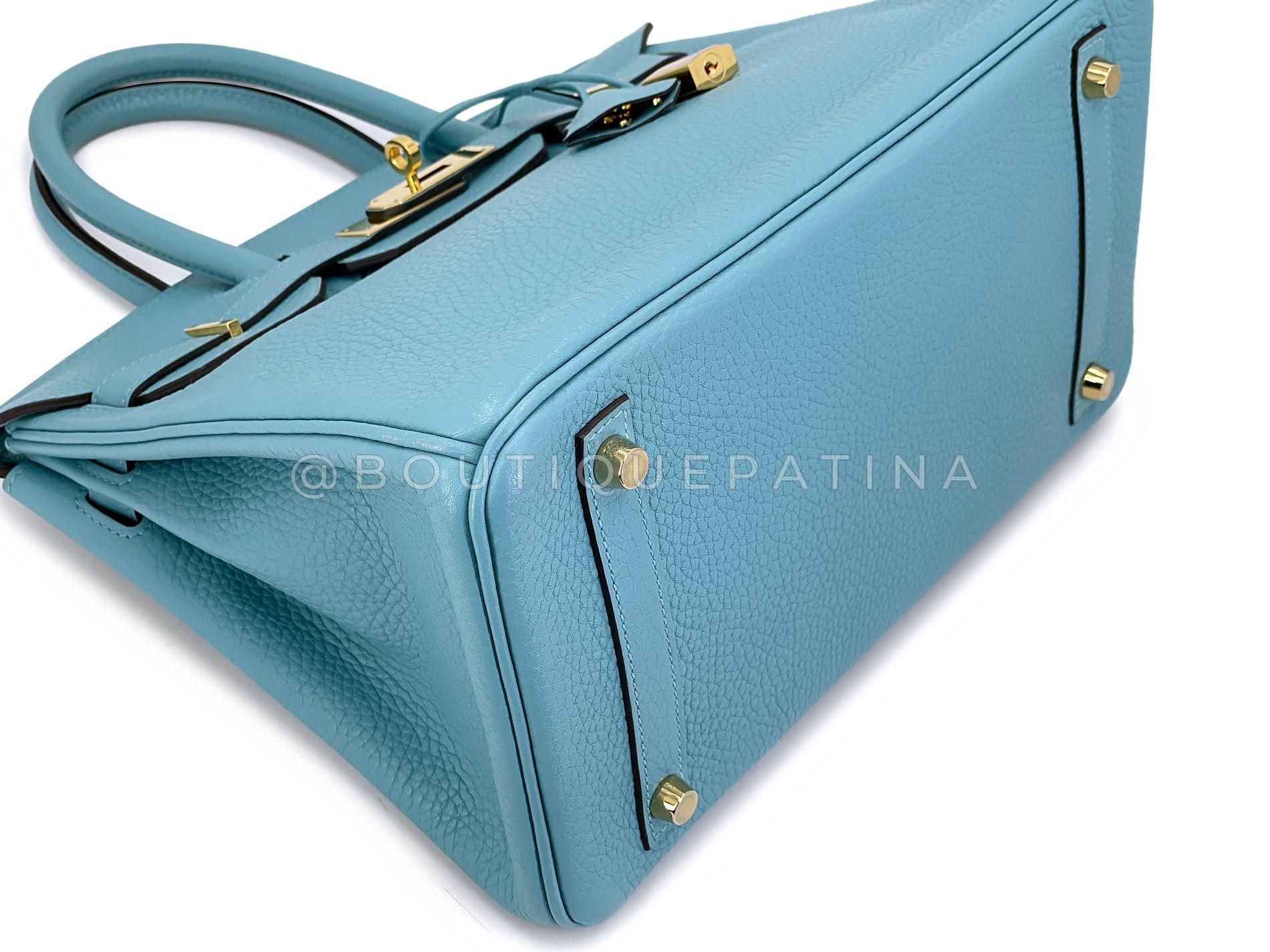 Hermès Blue Cyr Clemence Birkin 30 Tote Bag 24k GHW 68516 For Sale 4