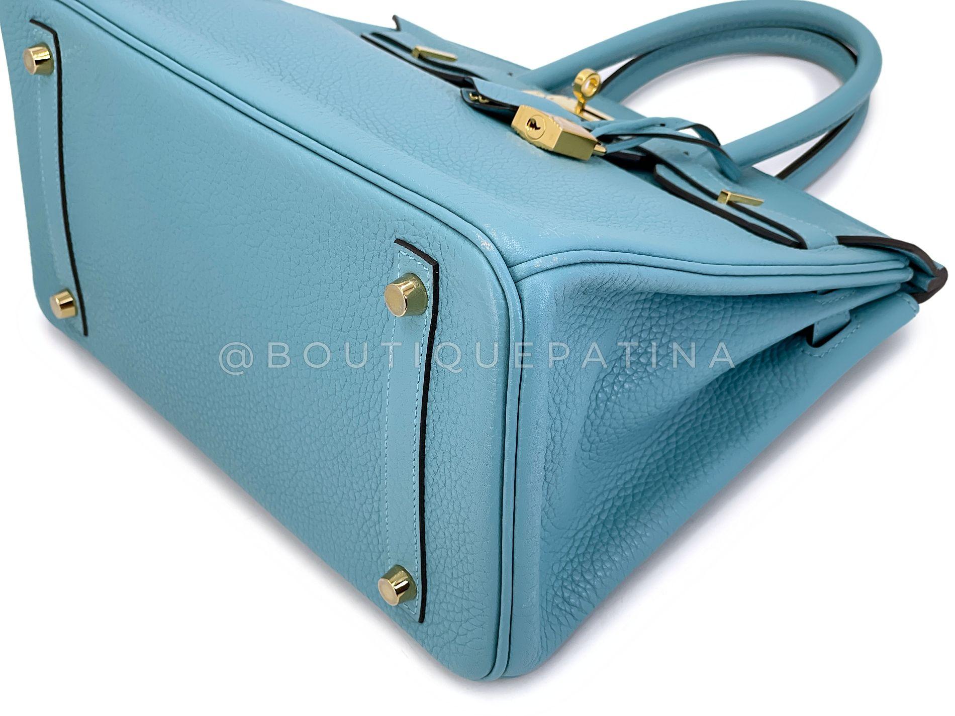 Hermès Blue Cyr Clemence Birkin 30 Tote Bag 24k GHW 68516 For Sale 5